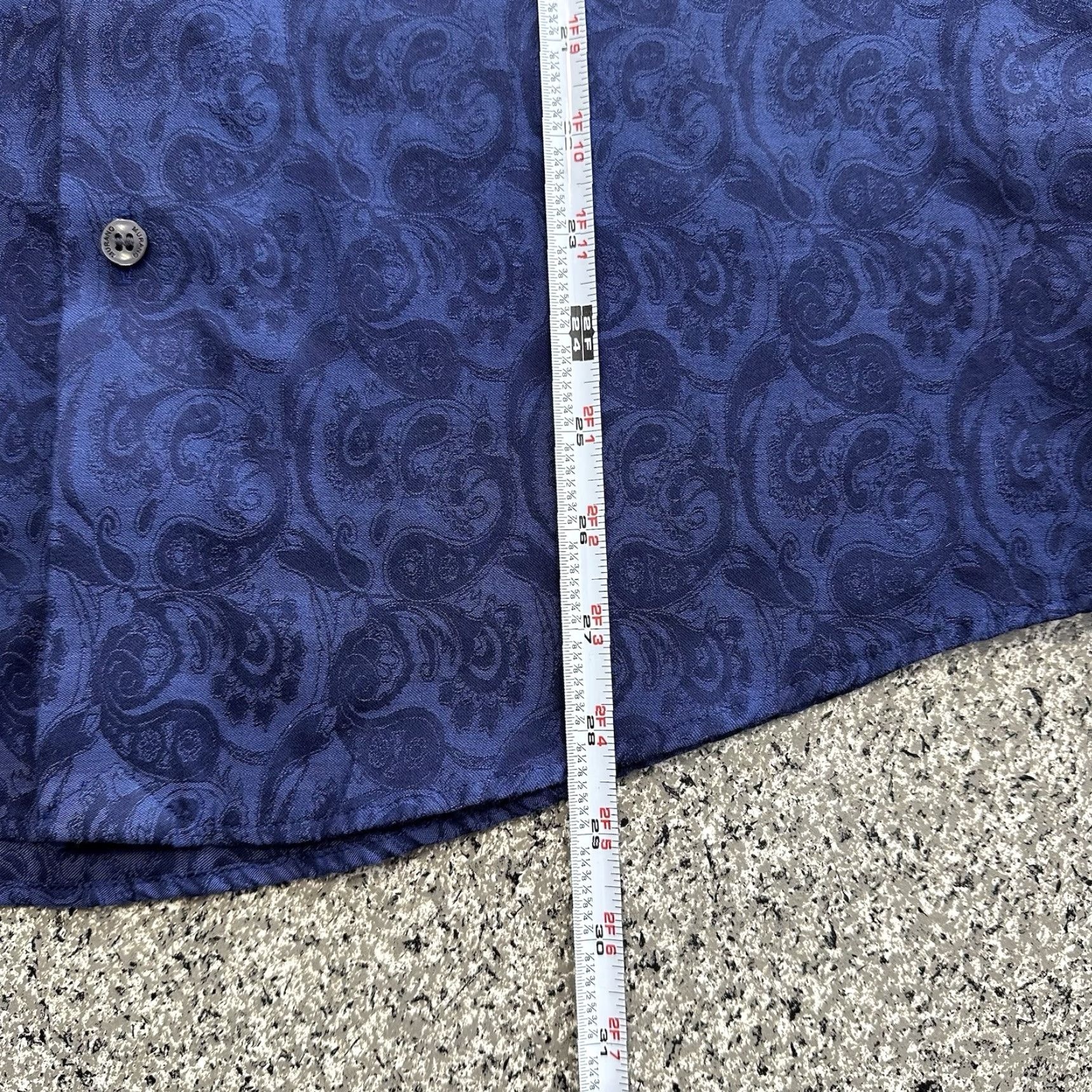 Murano Murano Button-Up Shirt Mens M Paisley Navy Blue Cotton Dress Shirt Size 40R - 4 Thumbnail