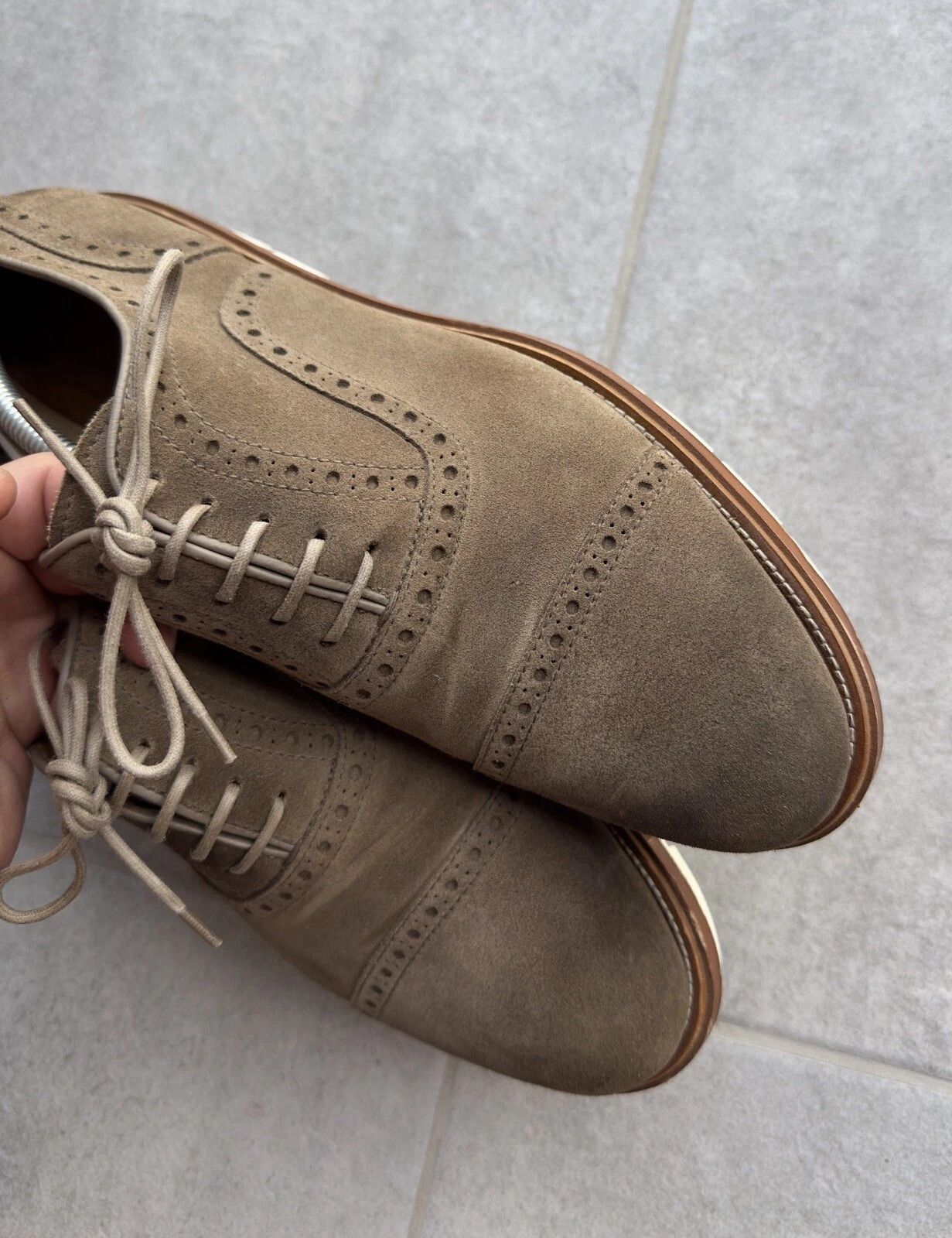 Doucal's Doucal's Doucals Italy Brogue Oxford Mens Dress Shoes Suede Size US 11 / EU 44 - 6 Thumbnail