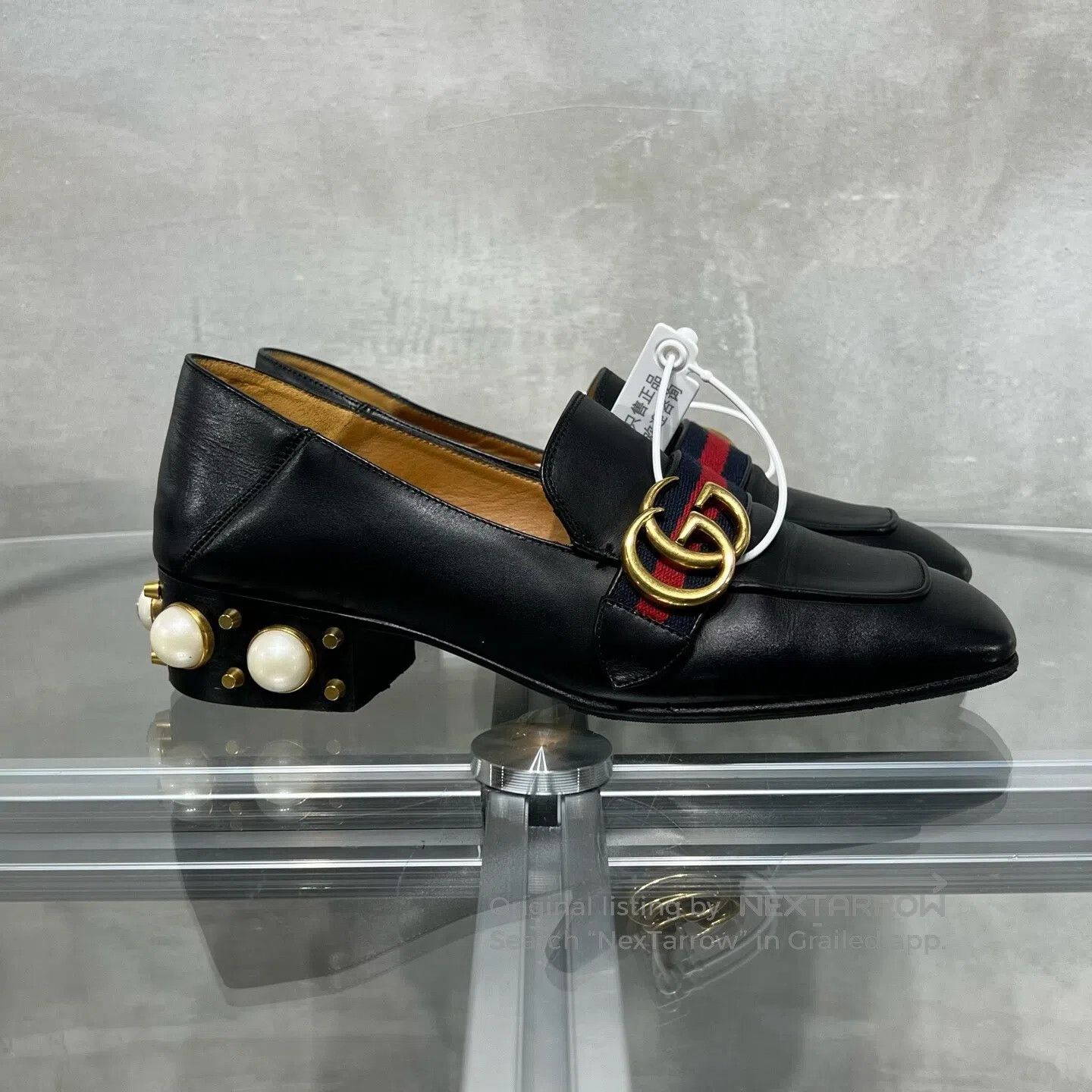Gucci Guicci Black double-G pearl loafer shoes Size US 6.5 / IT 36.5 - 4 Thumbnail