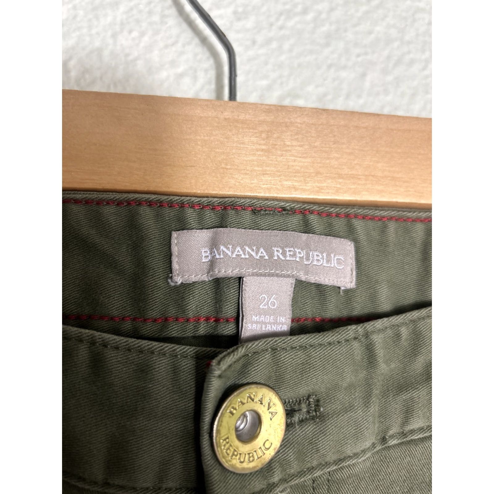 Banana Republic banana republic Womens Army Green Cotton Pants Slim Straight 29x28 Size 26 Chino Slimming Womens Size 26" / US 2 / IT 38 - 7 Thumbnail