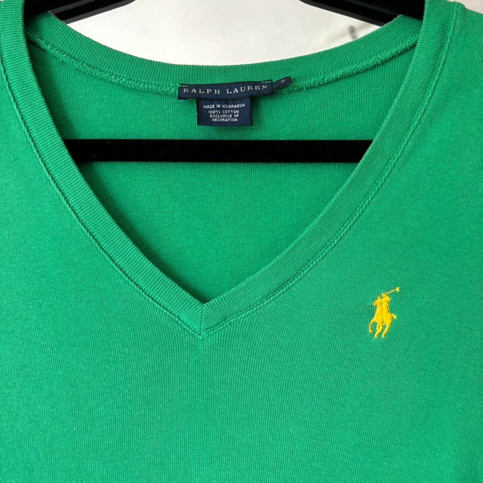 Polo Ralph Lauren Vintage Ralph Lauren Green V-Neck T-Shirt Small Cotton Y2K Size S / US 4 / IT 40 - 4 Thumbnail