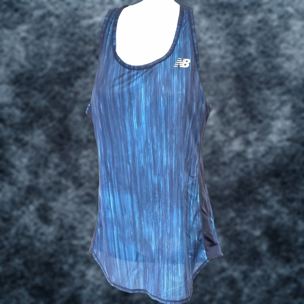 New Balance Womens New Balance WT73131 PLR Navy Aqua Perfect Accelerate Tank Top Shirt Size S / US 4 / IT 40 - 1 Thumbnail