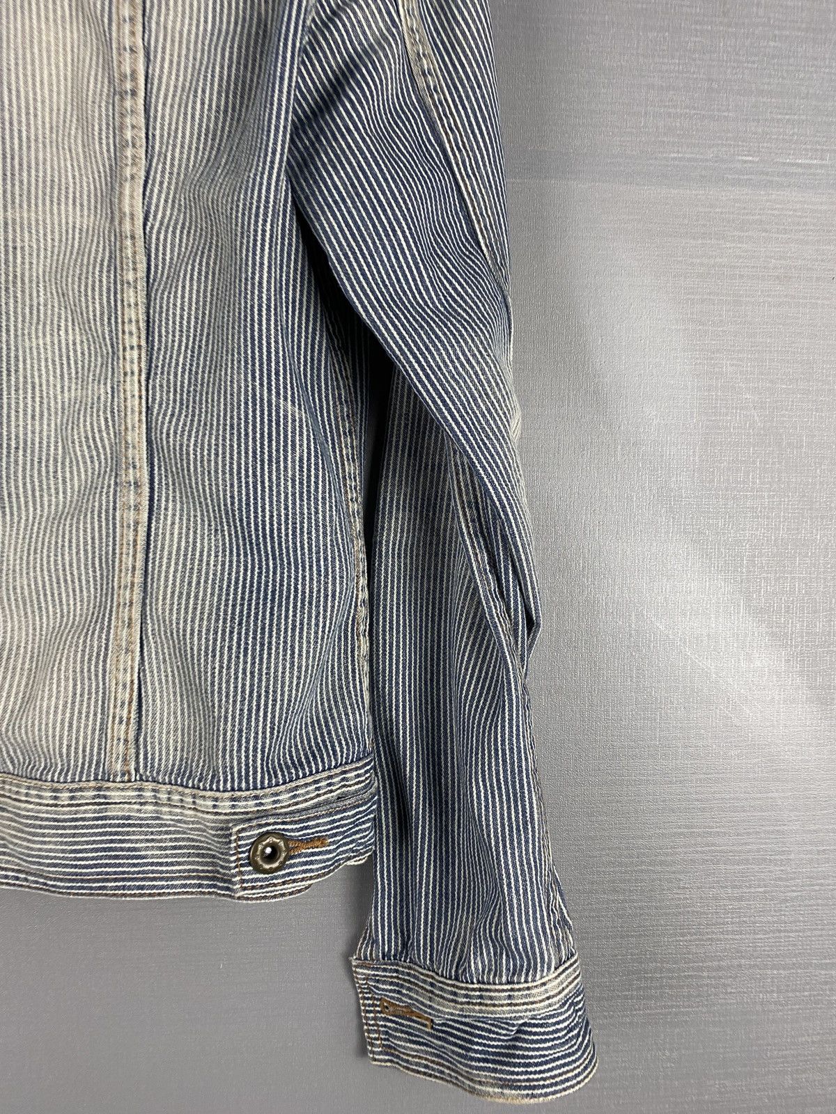 Issey Miyake Vintage Tete Homme Blue and White Striped Denim Jacket Size US M / EU 48-50 / 2 - 7 Thumbnail