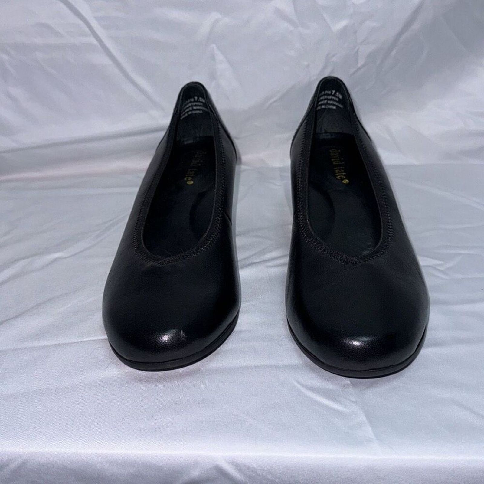 Other David Tate Black Leather Round Toe Court Heels | Sz 7.5 Size US 7.5 / IT 37.5 - 6 Thumbnail