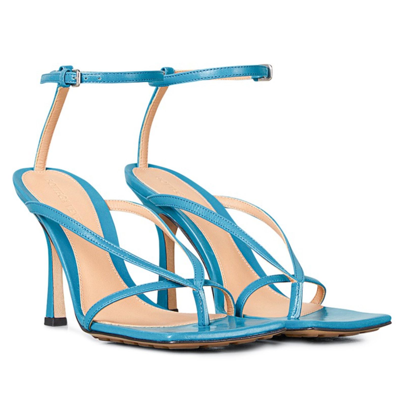 Bottega Veneta Stretch Square Toe Blue Ankle Strap Sandal Heel Pump 36.5 Size US 6.5 / IT 36.5 - 2 Thumbnail