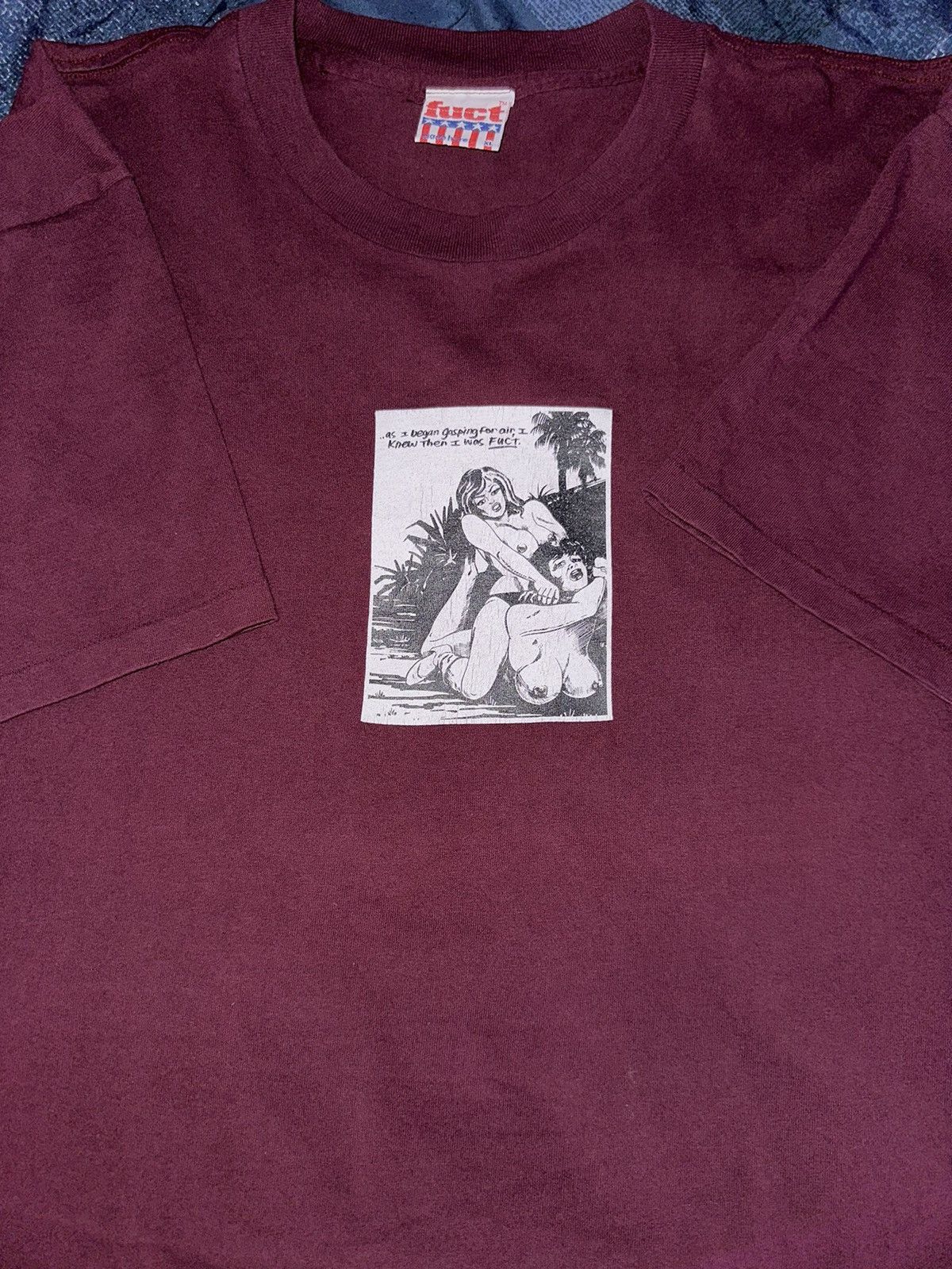 image of Fuct Wrestling Girls Tshirt in Burgundy, Men's (Size XL)