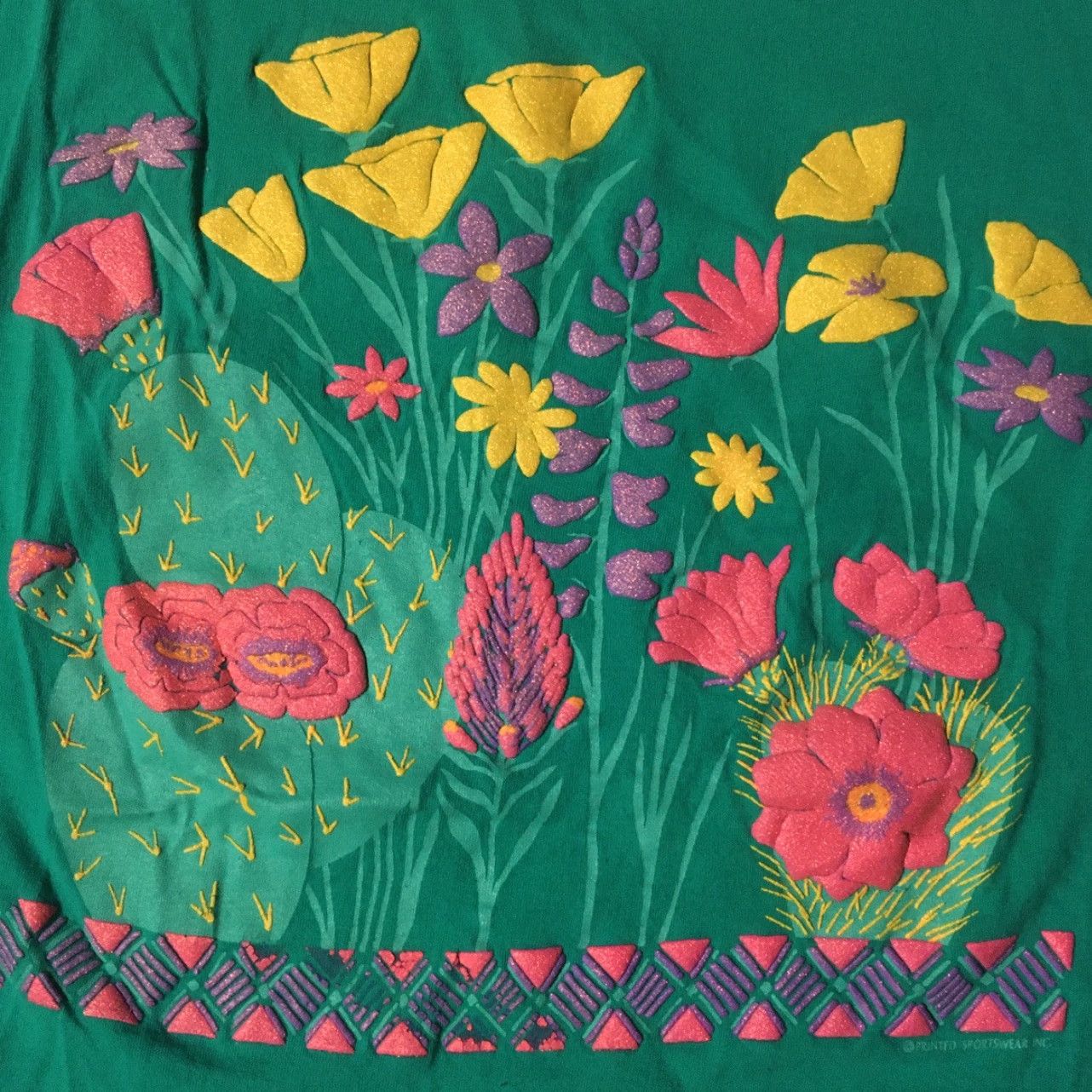 Vintage VINTAGE 90s Flower Puff Print Shirt XL USA Nature Pop Art Vaporwave Grunge Aztec 80s Shirt Men XL Green Bio? Size US XL / EU 56 / 4 - 2 Thumbnail