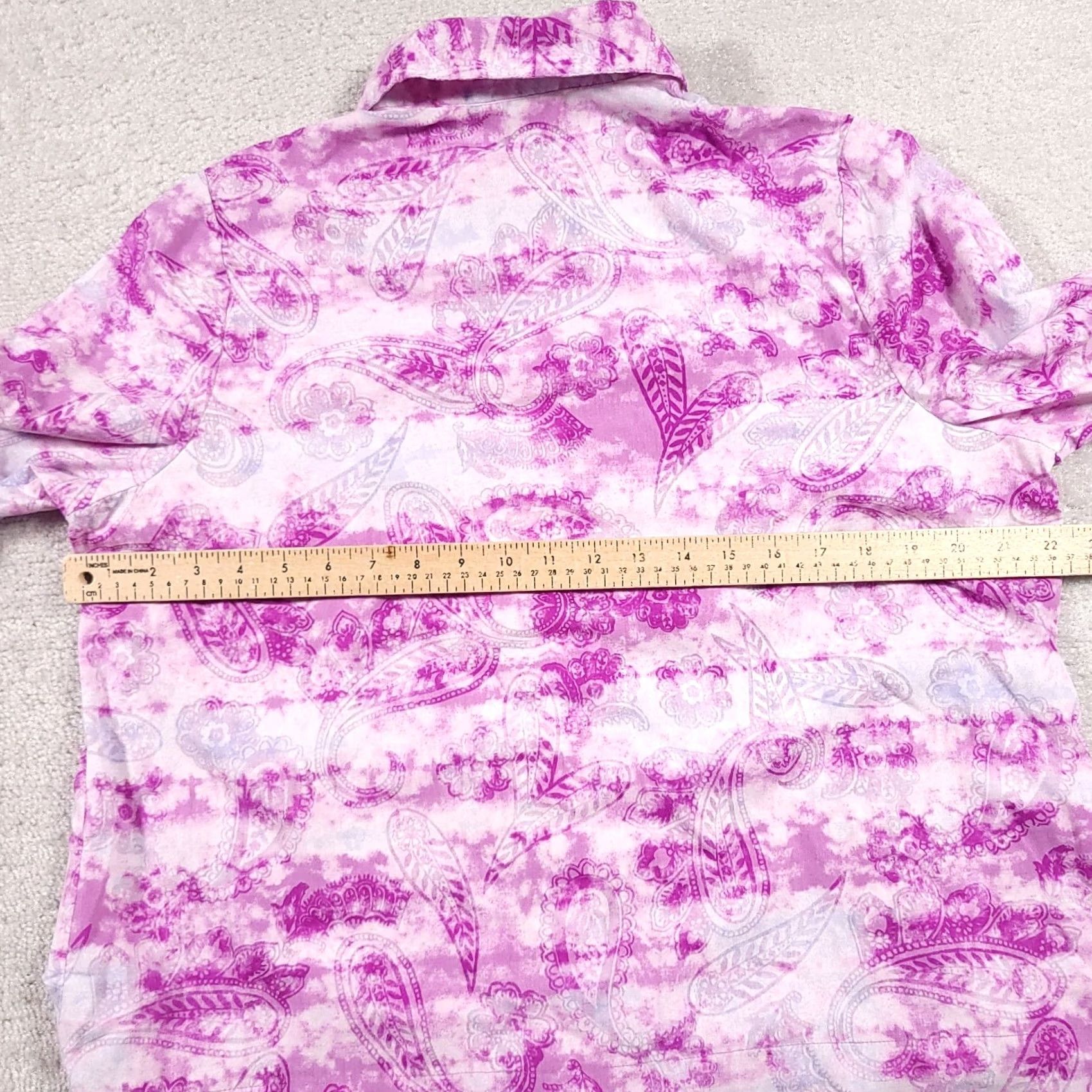 Vintage Studio Works Button Up Shirt Women's 1X Plus Purple Paisley Collared 3/4 Sleeve Size XL / US 12-14 / IT 48-50 - 6 Thumbnail