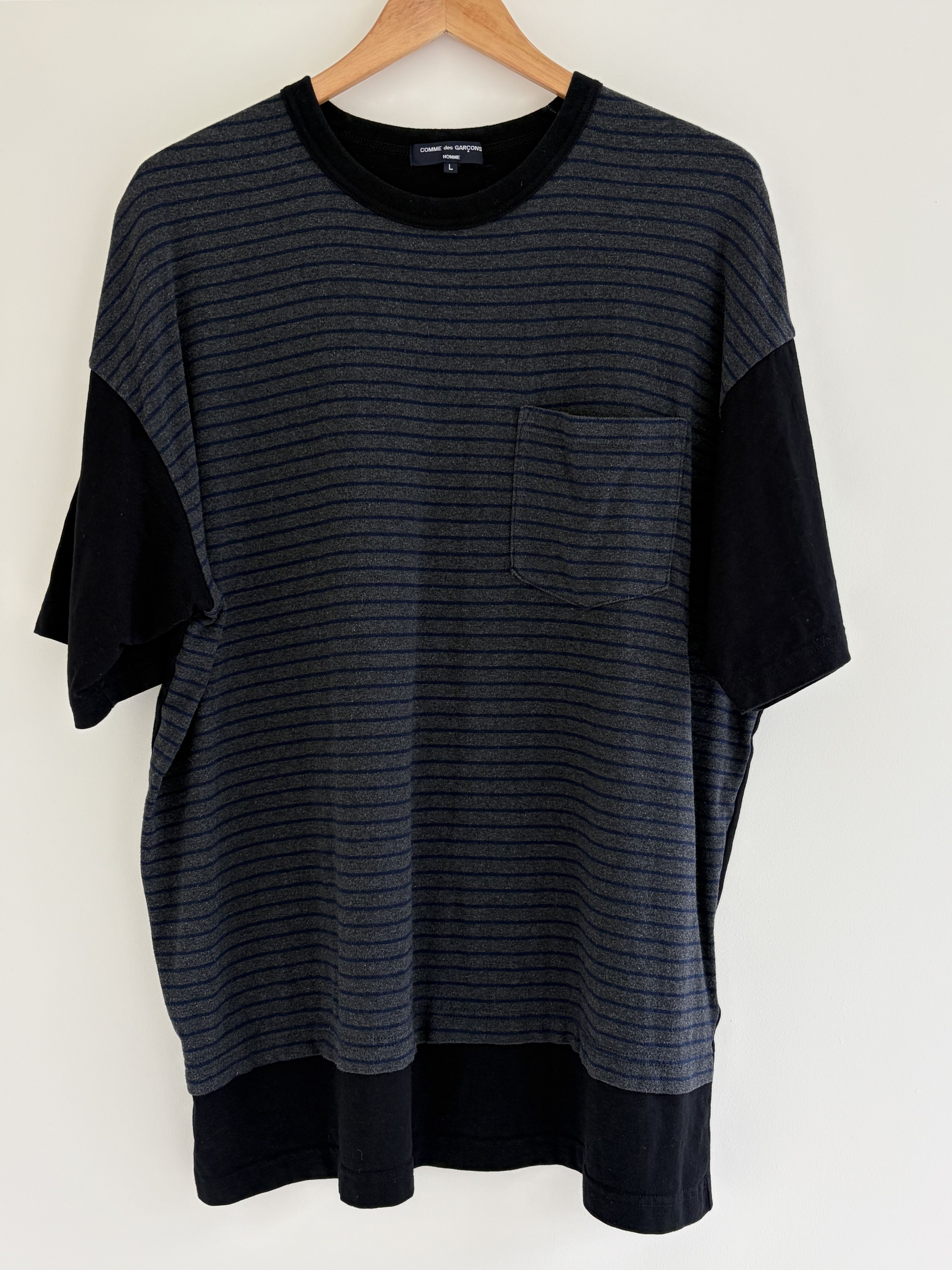 Comme des Garcons Homme Comme des Garçons Homme striped panelled T-shirt Size L Size US L / EU 52-54 / 3 - 1 Thumbnail