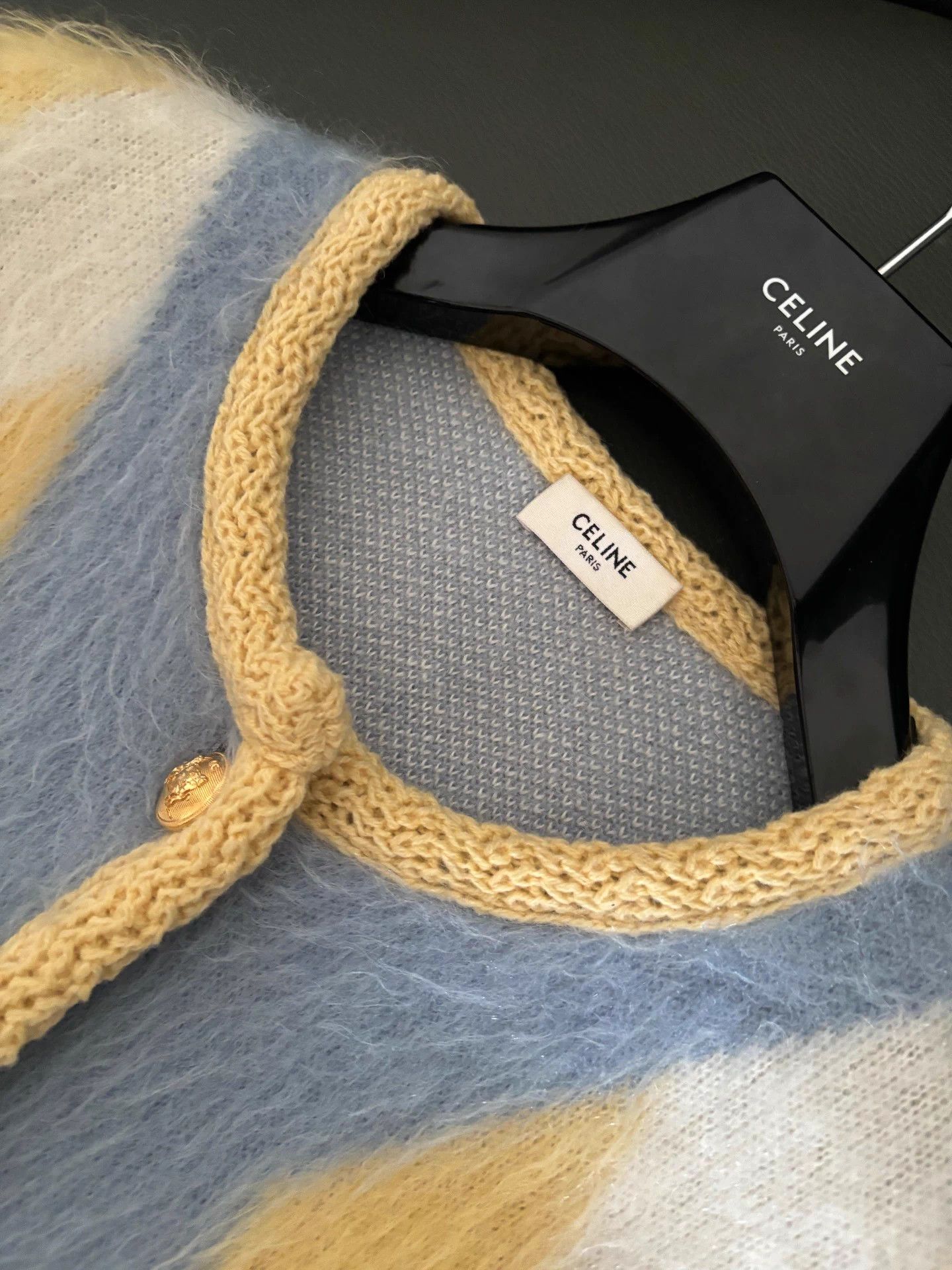 Celine Celine 2022SS light yellow double face wool mohair cardigan Size XS / US 0-2 / IT 36-38 - 3 Thumbnail