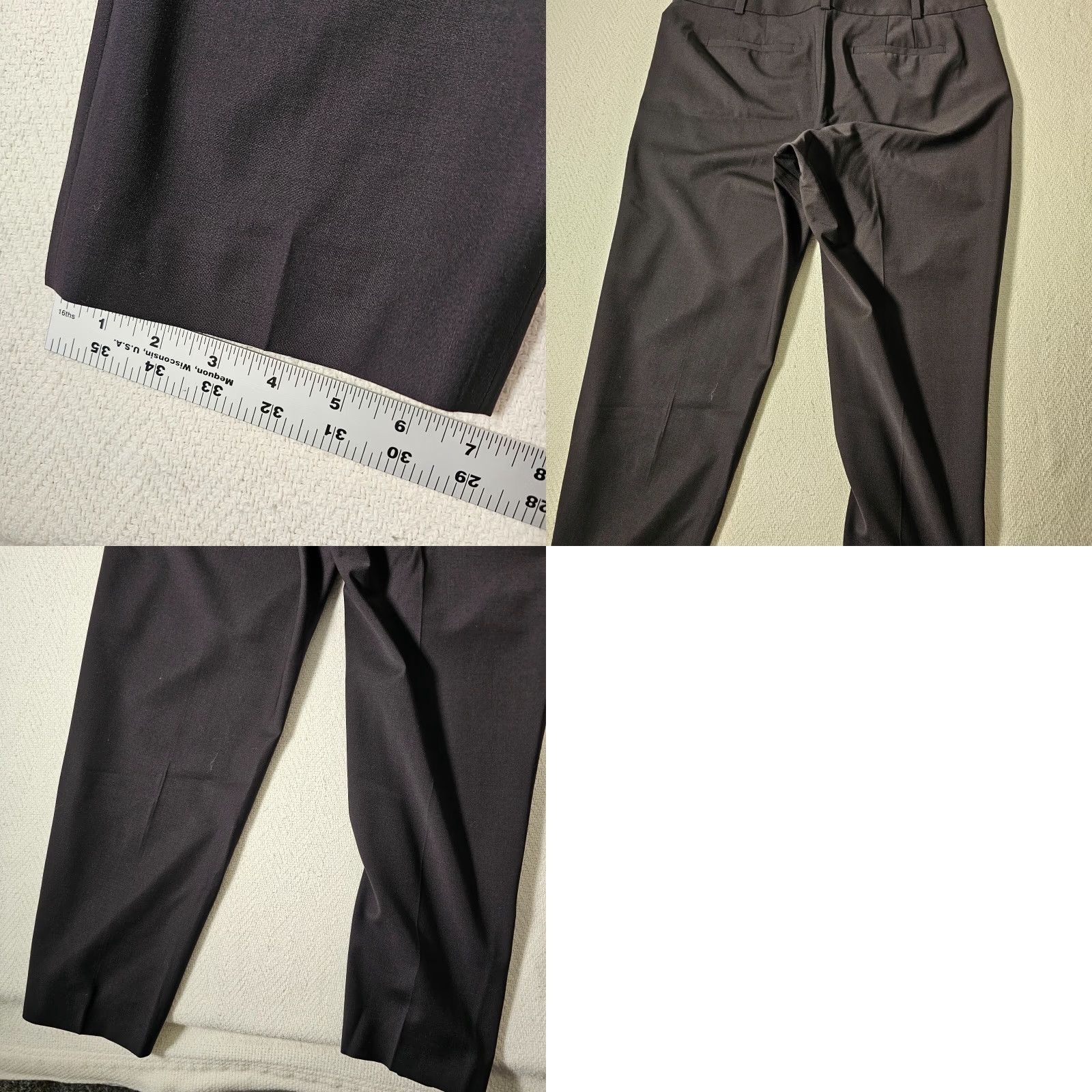 Ann Taylor Ann Taylor Women Pants 10 Black Flat Front Pockets Wool Blend Dress Pants Womens Size 32" / US 10 / IT 46 - 8 Thumbnail