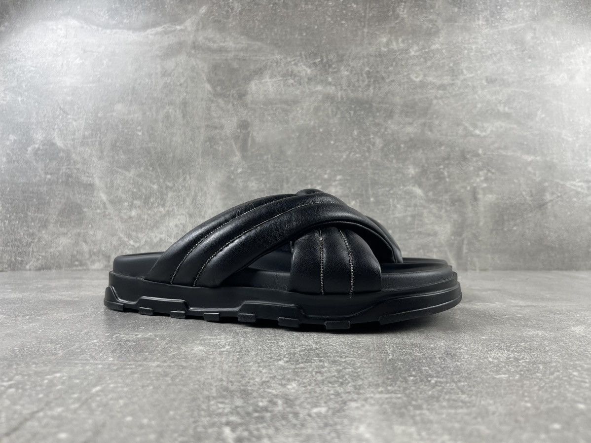 Fabiana Filippi Fabiana Filippi Black Leather Cross Strap Sandals Slides Size US 9.5 / IT 39.5 - 2 Thumbnail