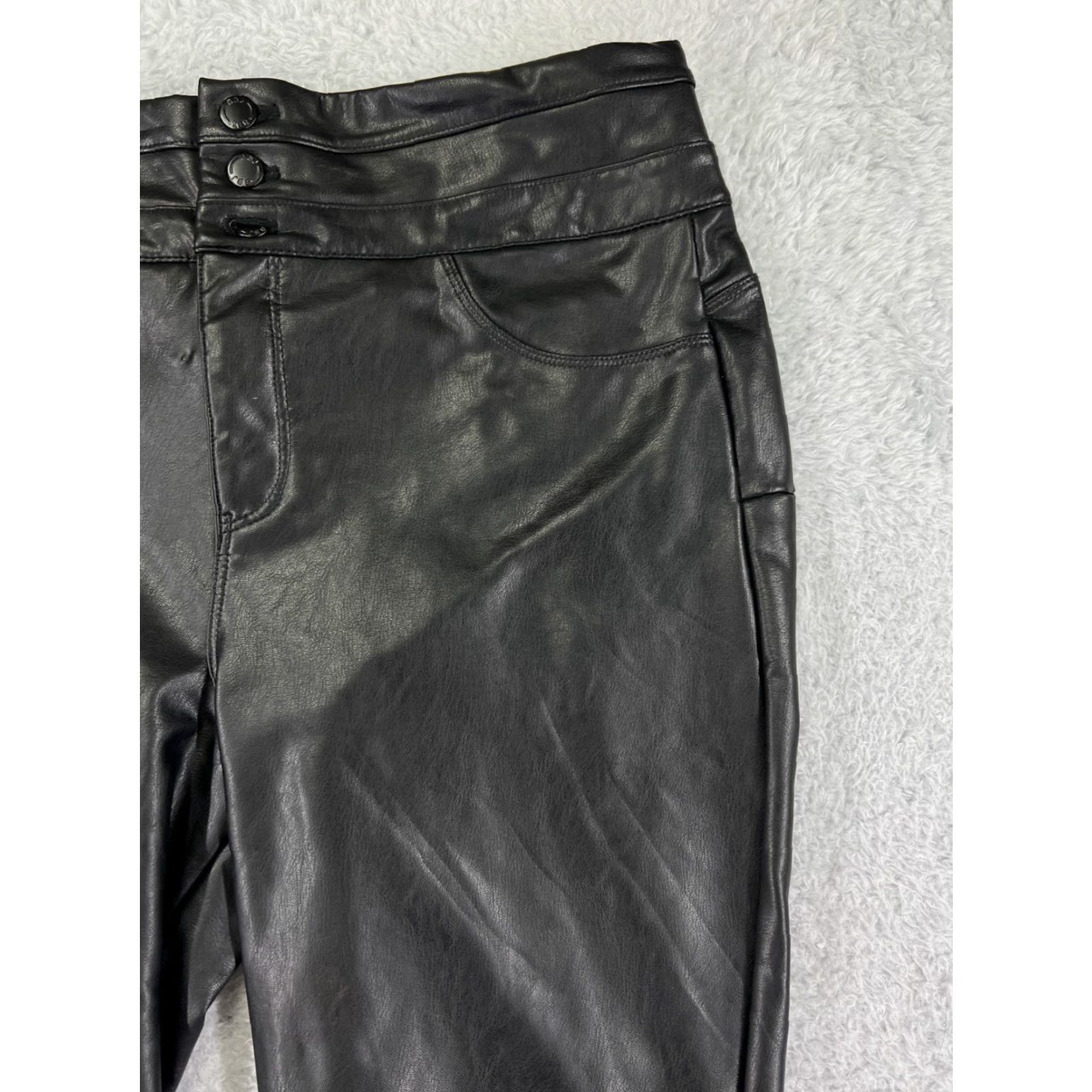 Vintage VINTAGE BBJ Women's Pants 17 Black Faux Leather Straight Leg Regular Fit Modern 2000s Womens Size 38" / US 16 / IT 52 - 6 Thumbnail