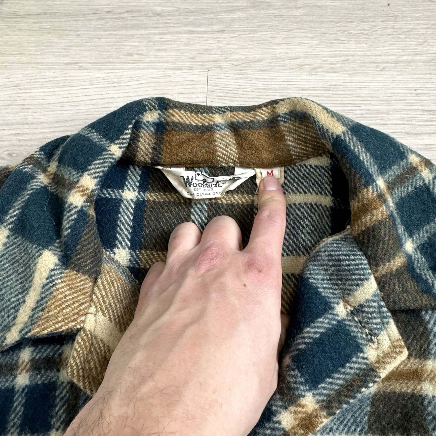 Vintage VINTAGE Woolrich CPO Jacket Mens M Tan Green Beige Plaid Wool Blend Button Coat USA Size US M / EU 48-50 / 2 - 6 Thumbnail