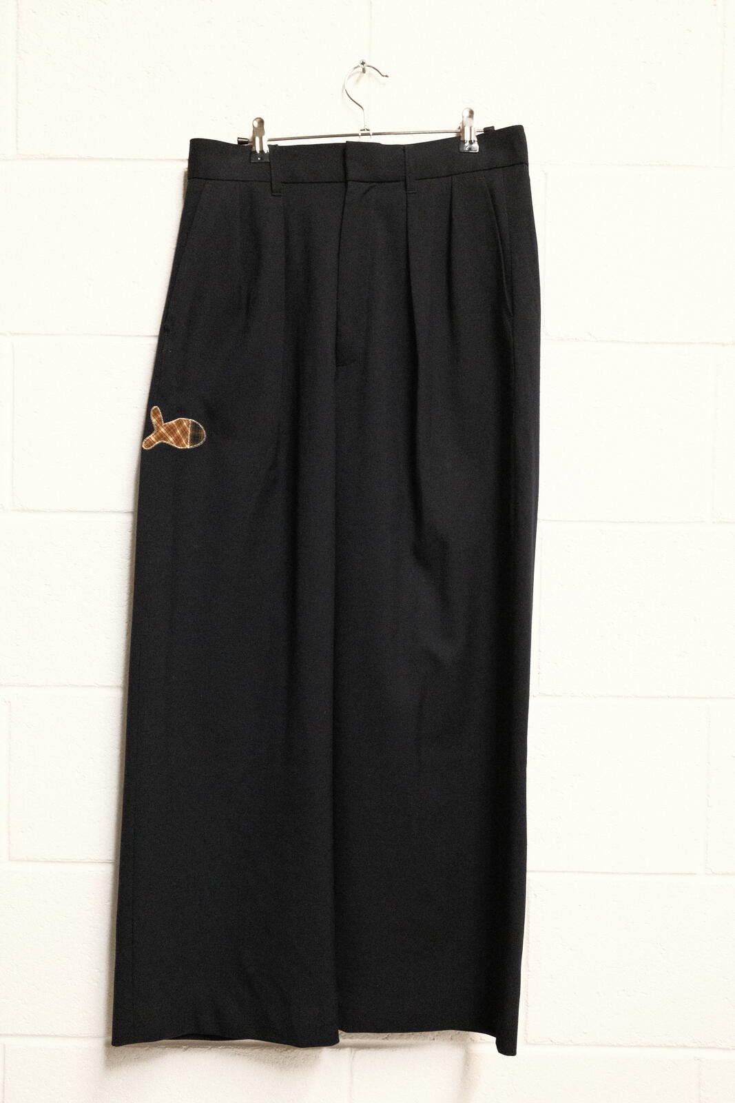 Other Brook Japan Black Wide Leg Trousers with Cute Fish Patch Size US 32 / EU 48 - 1 Thumbnail