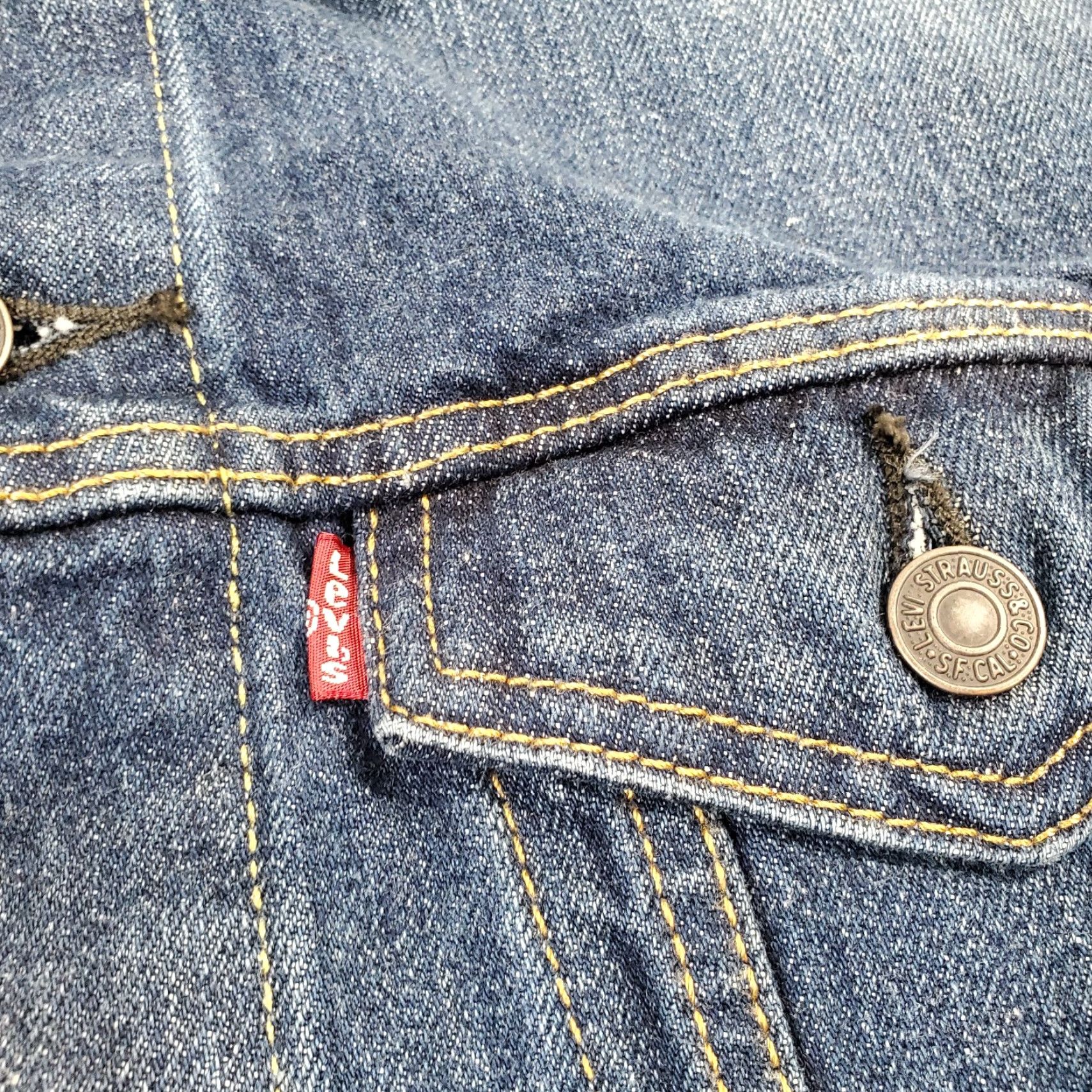 Levi's Levis Denim Jacket Mens Small Blue Jean Button Up Collared Outdoors Dark 72334 Size US 29 - 3 Thumbnail