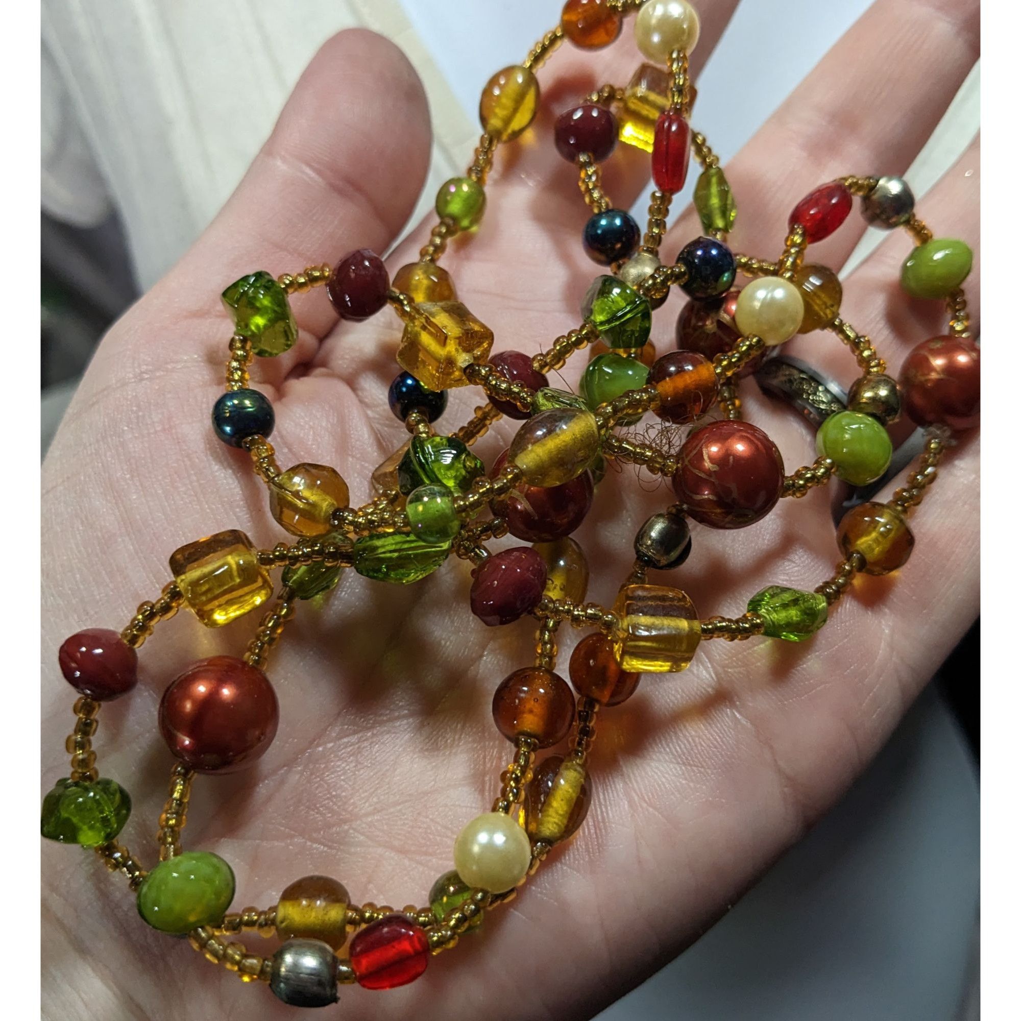 Handmade Vintage Handmade Earth Tone Glass Beaded Necklace Size ONE SIZE - 4 Thumbnail