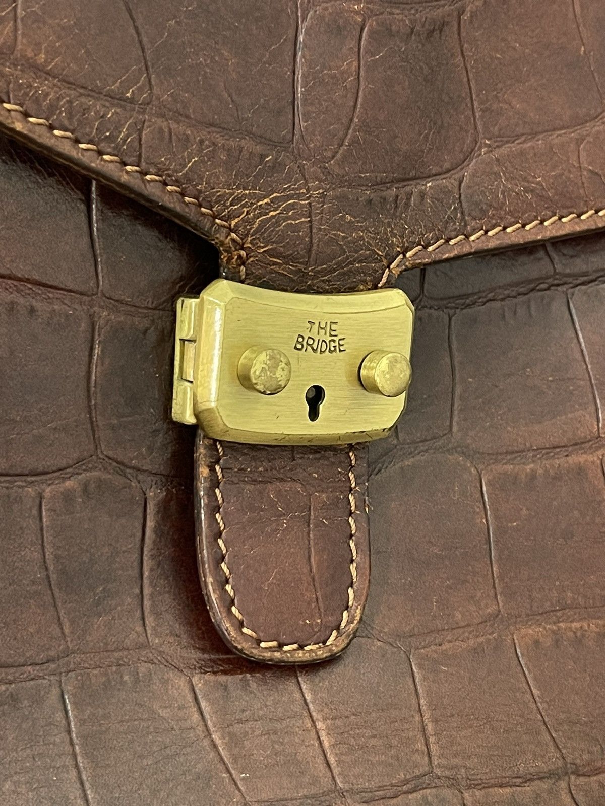 Genuine Leather Crocodile Embossed The Bridge Italy Leather Shoulder Bag Size ONE SIZE - 18 Thumbnail
