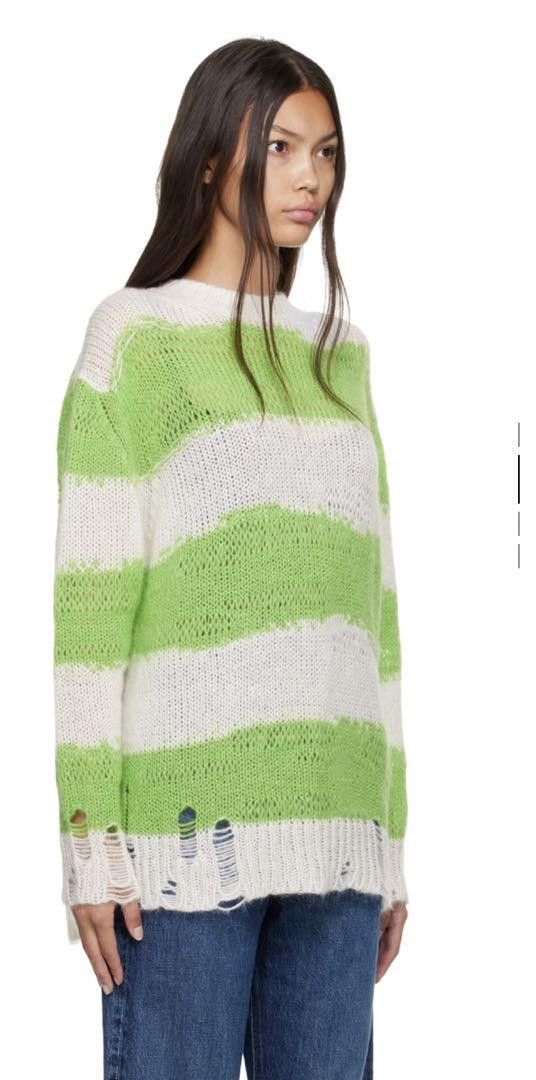 Acne Studios Distressed Mohair Striped Knit Sweater Size US S / EU 44-46 / 1 - 3 Thumbnail