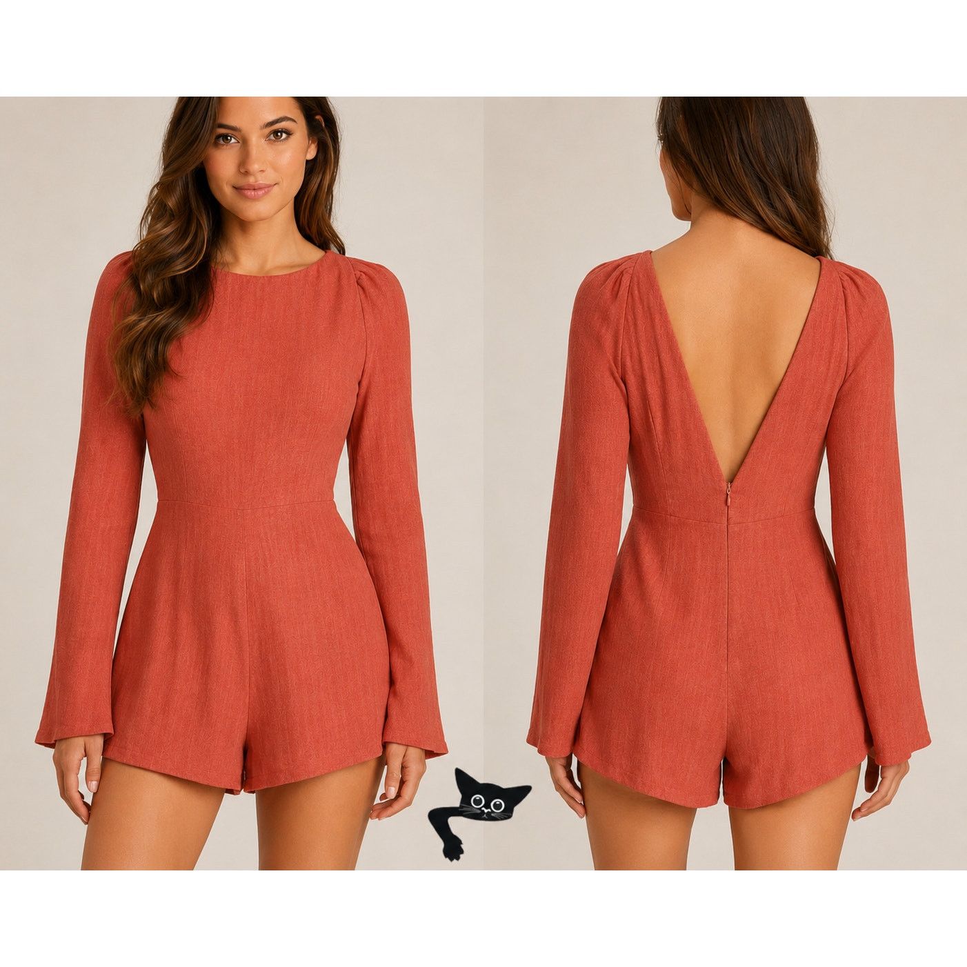 Other Ark & Co Salmon High Neck V Back Zip Embroidered Zip Romper Size 27" / US 4 / IT 40 - 4 Thumbnail
