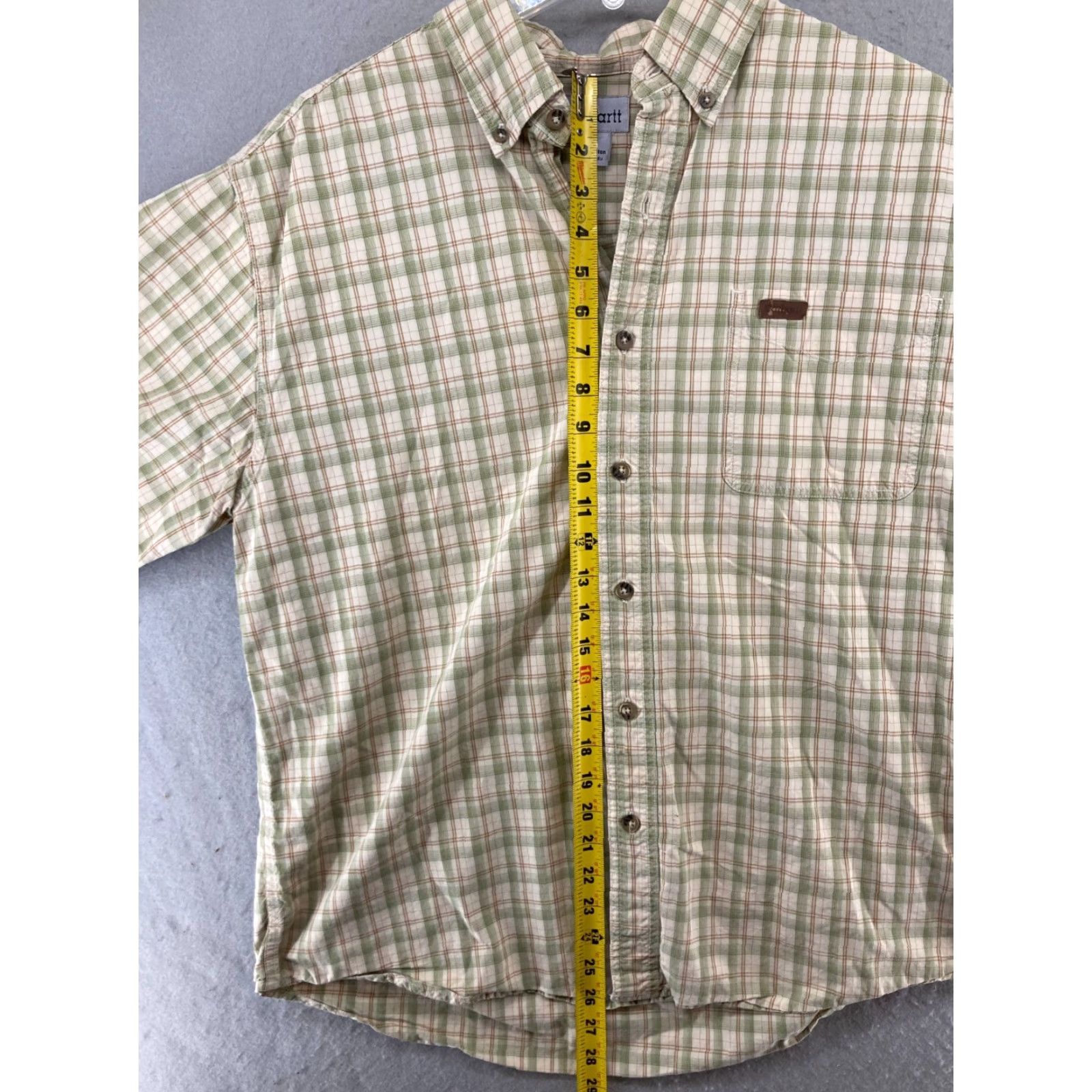 Carhartt Carhartt Shirt Men Large Green Plaid Short Sleeve Button-Up Pocketed Casual Workwear Cotton Size US L / EU 52-54 / 3 - 3 Thumbnail