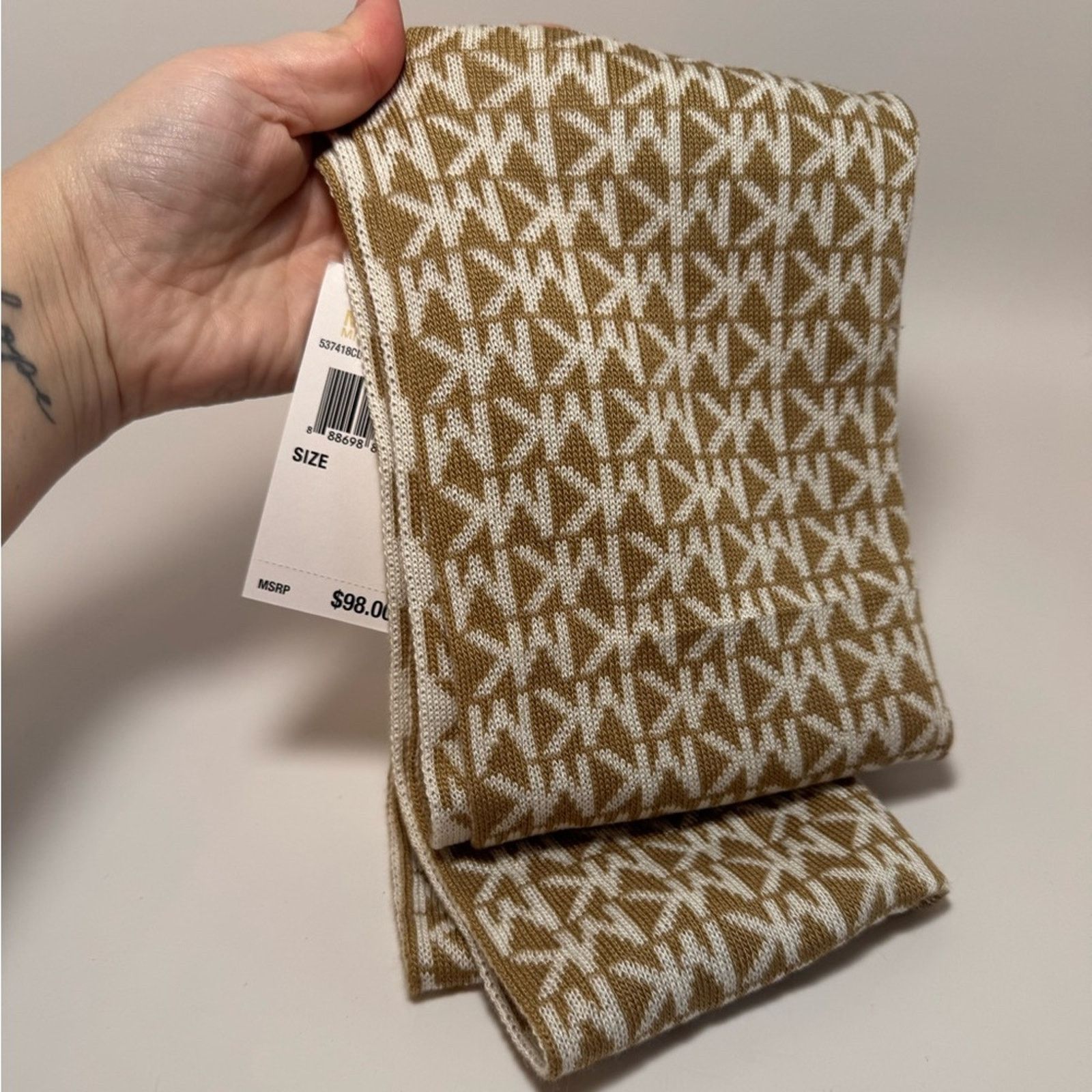 Michael Kors Michael Kors Scarf Brown & White Monogram NWT | Preppy Style Size ONE SIZE - 3 Thumbnail