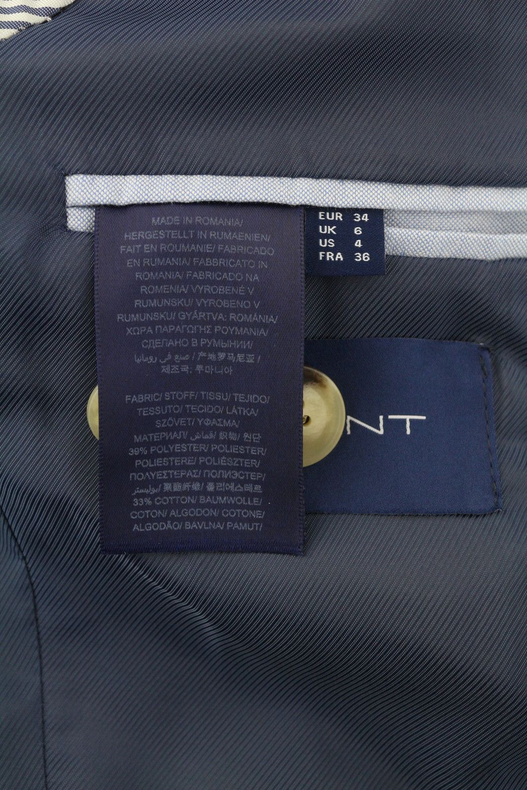 Gant GEO JERSEY EU34 Patterned Notch Lapel Button Blazer 85537 Size XS / US 0-2 / IT 36-38 - 9 Thumbnail
