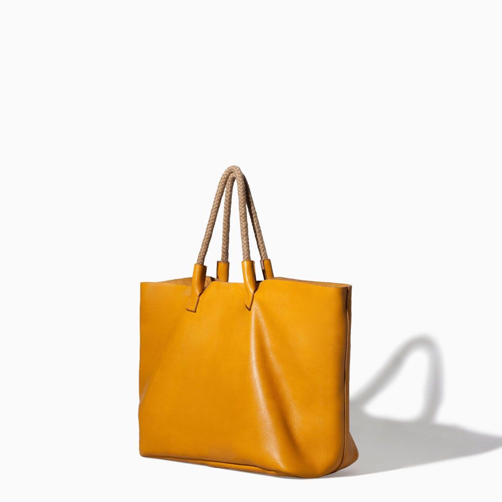 Zara Zara Leather Shopping Large removable Zipper Mesh Insert Bag Size ONE SIZE - 3 Thumbnail