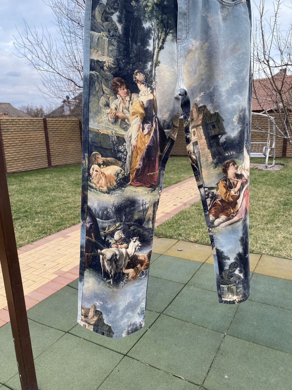 Vintage Baroque Painting Art Jeans Full Graphic Vintage-Style Denim Size US 36 / EU 52 - 7 Thumbnail