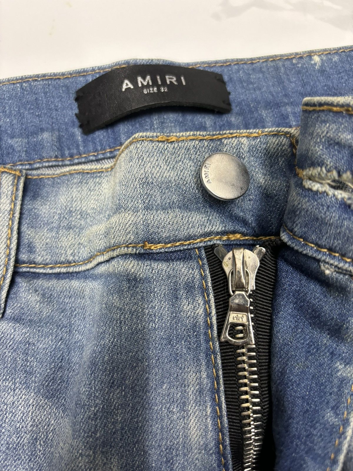 Amiri Amiri White Stripe Blue Denim Jeans Size US 32 / EU 48 - 11 Thumbnail