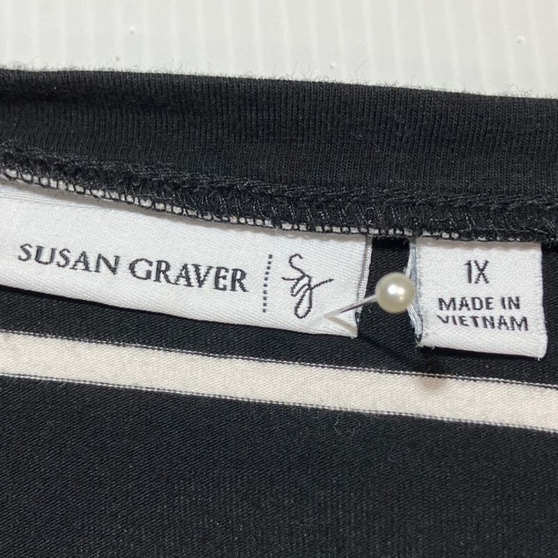 Other Susan Graver Black White Striped Tunic Blouse 1X Size XL / US 12-14 / IT 48-50 - 3 Thumbnail