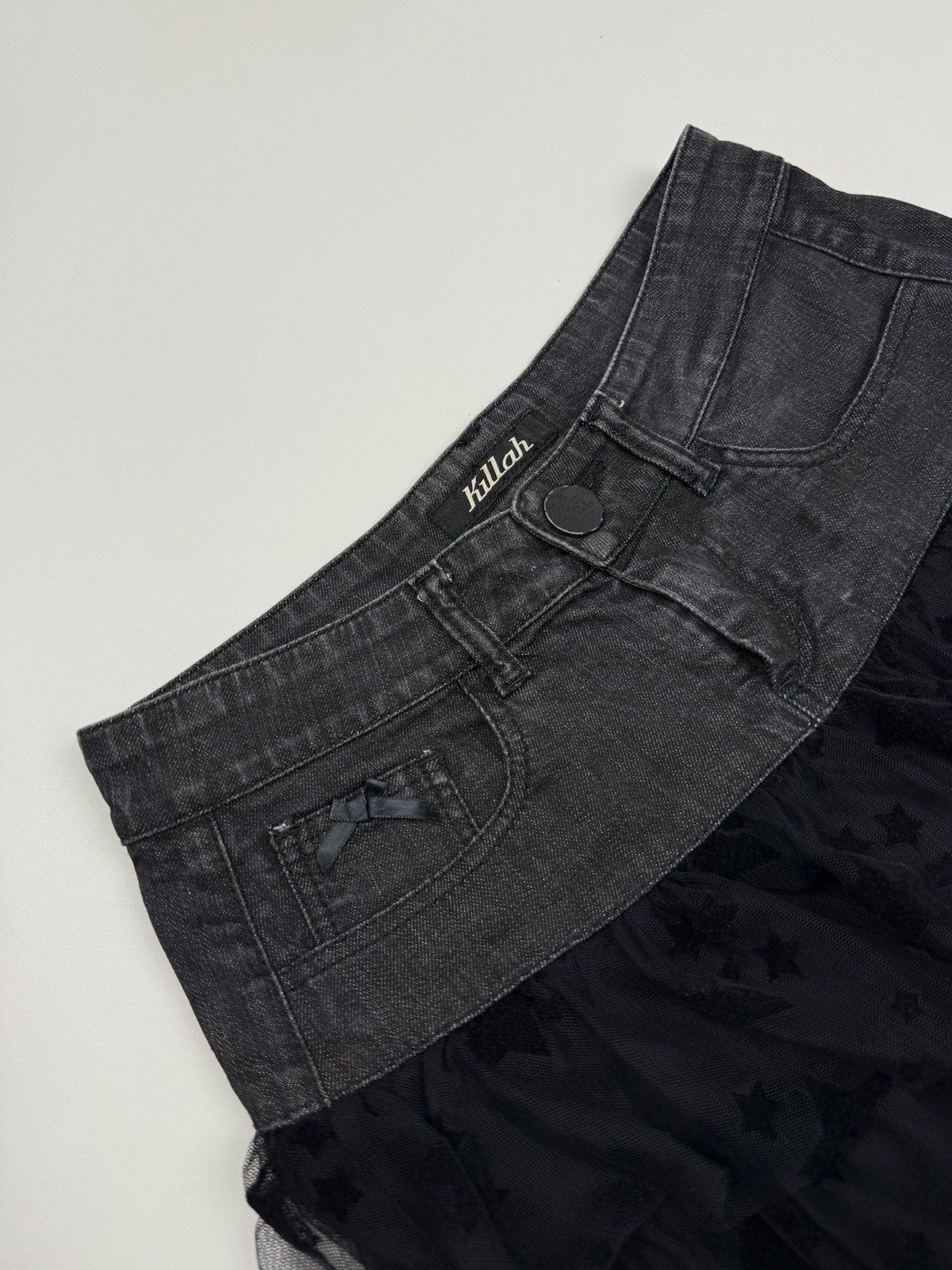 Miss Sixty Y2K Vintage Killah by Miss Sixty Denim Flare Mesh Mini Skirt Size 28" / US 6 / IT 42 - 2 Thumbnail
