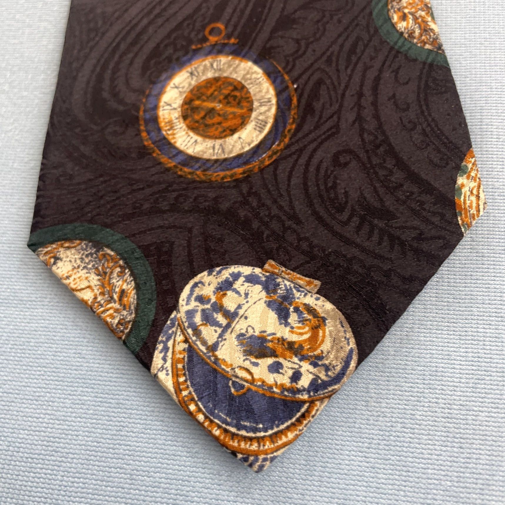 Vintage Leonardo da Vinci Silk Tie Watch Sailing Compass Necktie vtg 90s 4x58 Cap­sule Wide Necktie Size ONE SIZE - 3 Thumbnail