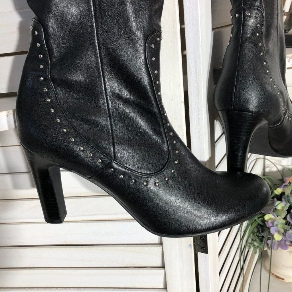 Franco Sarto Franco Sarto over the knee boots black leather studded 9.5 Size US 9 / IT 39 - 3 Thumbnail
