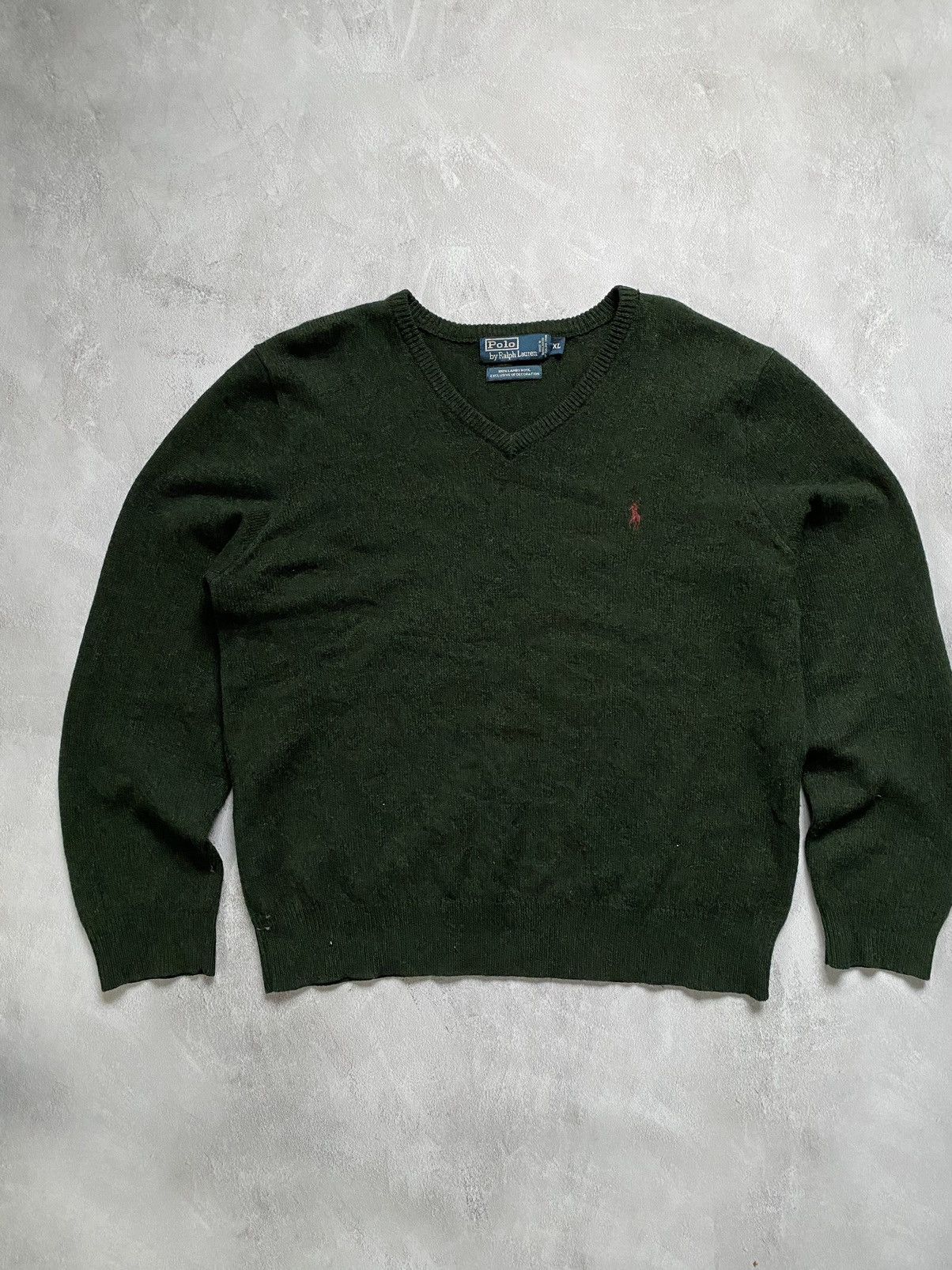 Polo Ralph Lauren × Ralph Lauren Vintage 90s Polo Ralph Lauren 100% Lambs Wool Green Sweater Size US XL / EU 56 / 4 - 1 Thumbnail