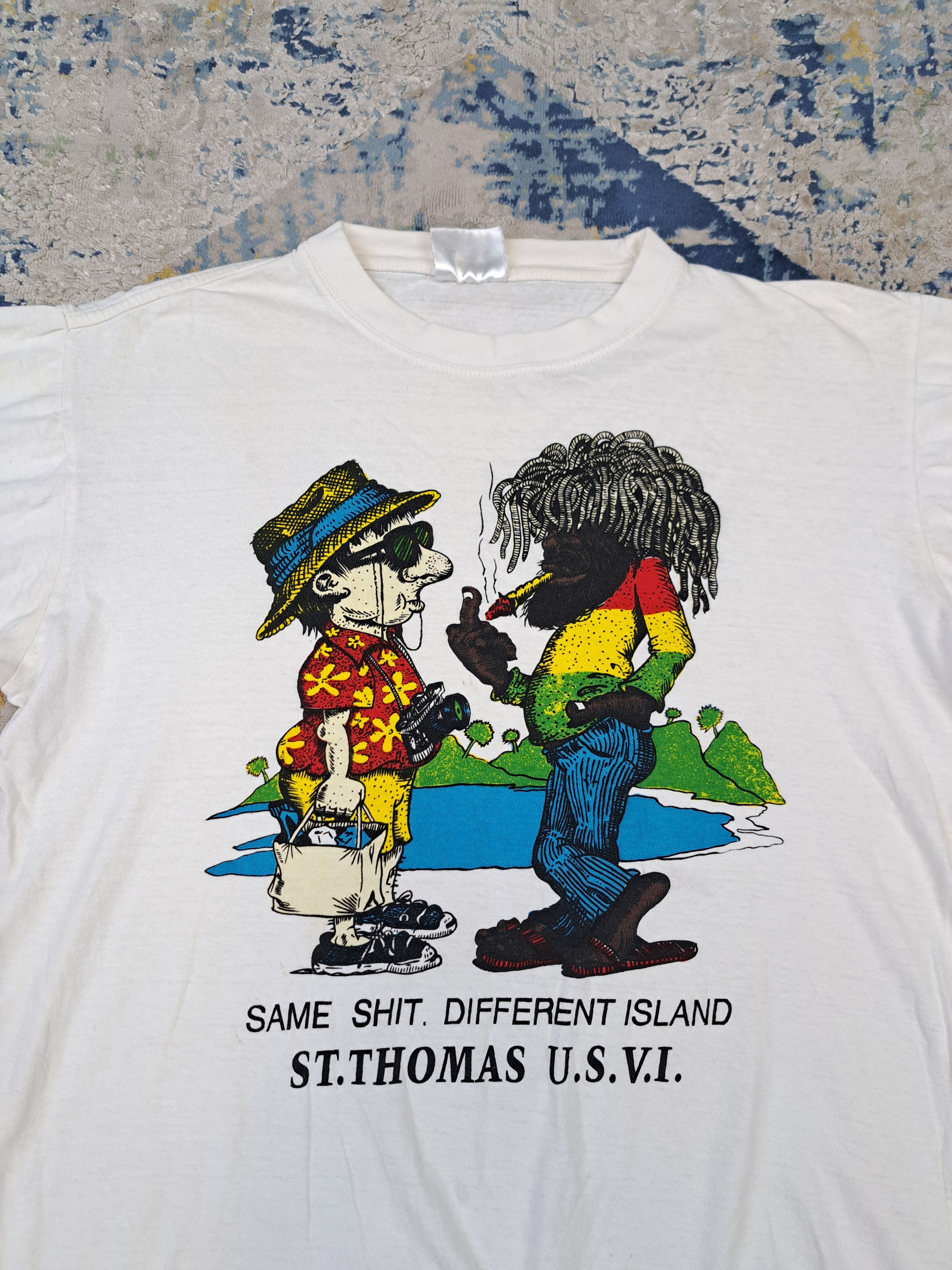 Vintage Vintage 90s "Same Shit Different Island" Funny Parody Tee Size US L / EU 52-54 / 3 - 2 Thumbnail