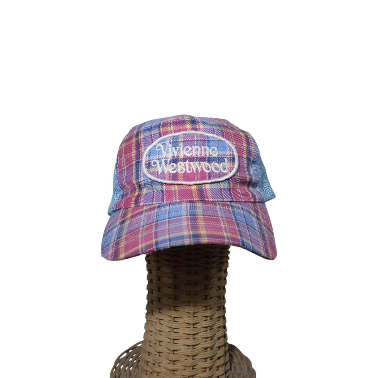 Psychedelic Plaid Trucker Hats Distressed Y2K