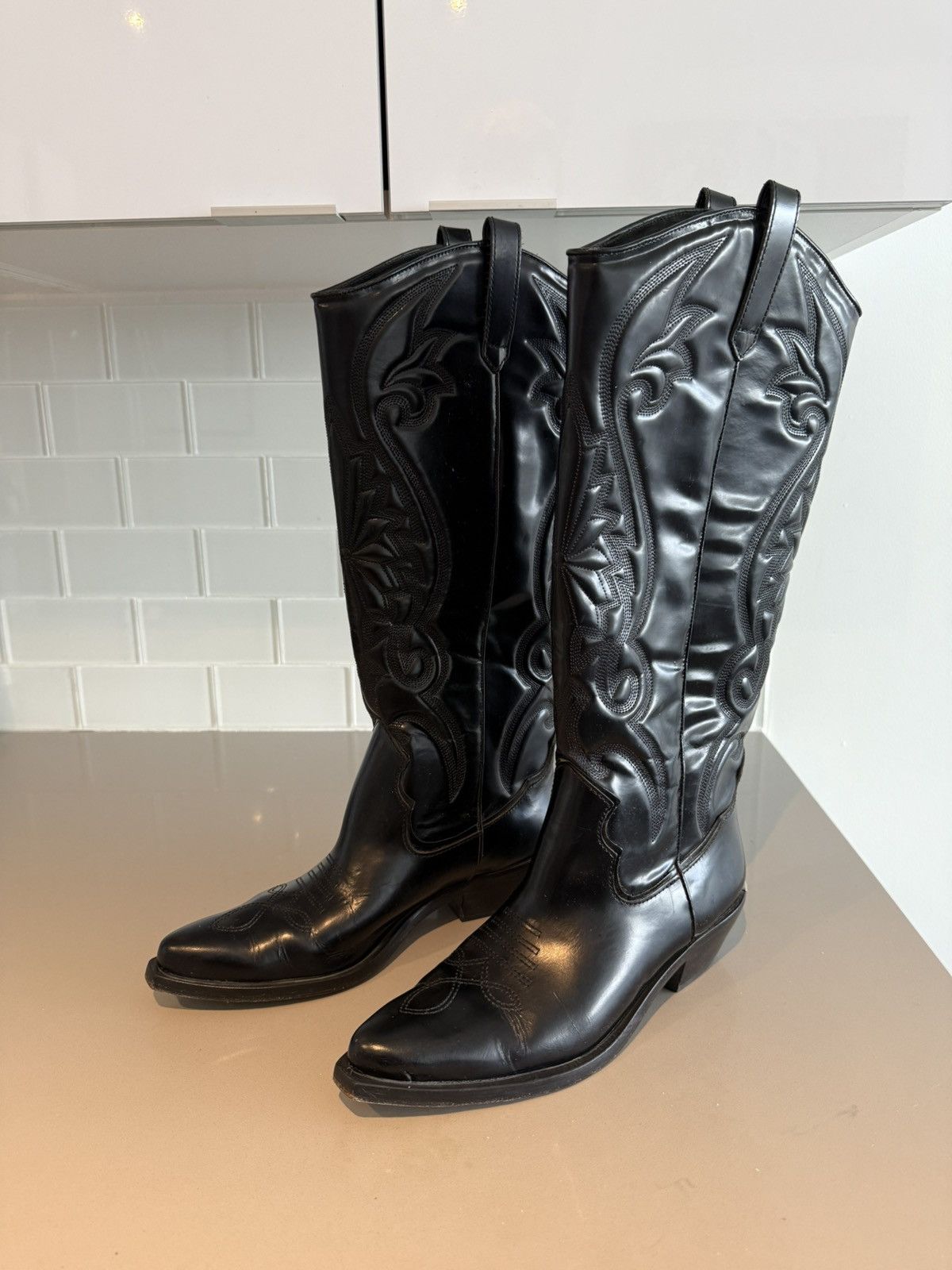 SCHUTZ Schutz Black Leather Western Boots — Size 10 (Women’s) Size US 10 / IT 40 - 1 Thumbnail