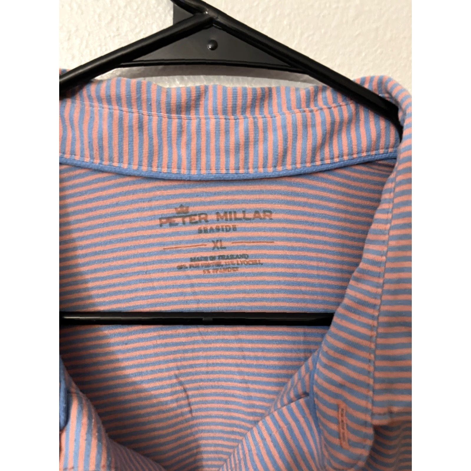 Peter Millar Peter Millar Shirt Adult XL Pink blue Stri Pima Cotton Seaside Wash Short Sleeve Mens Size US XL / EU 56 / 4 - 2 Thumbnail
