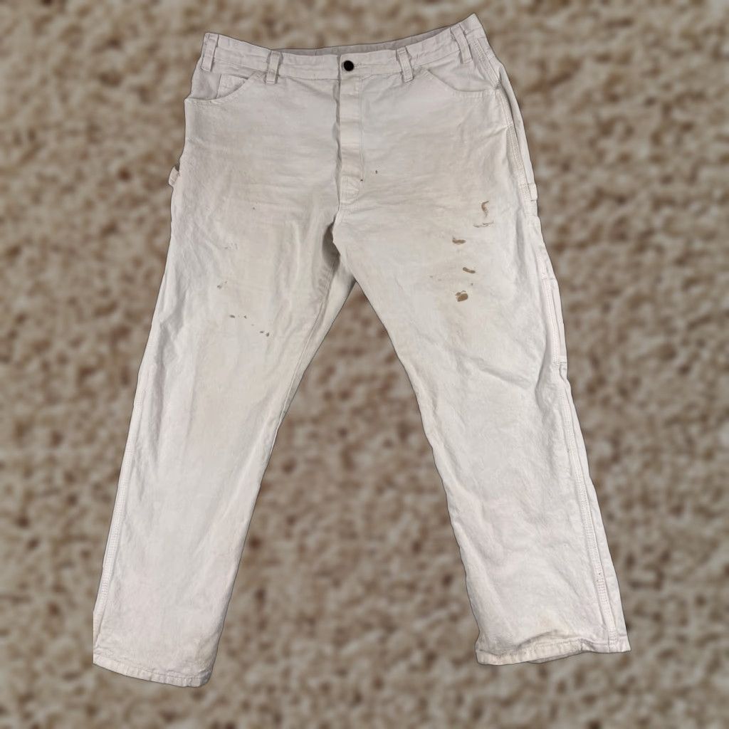 Dickies Dickies Carpenter Pants White 38 Adult Men Denim Workwear 5-Pocket Regular Straight Cotton Pants Mens 36x27 Thread: Paint, Logo, Vintage: No Size US 38 / EU 54 - 1 Thumbnail