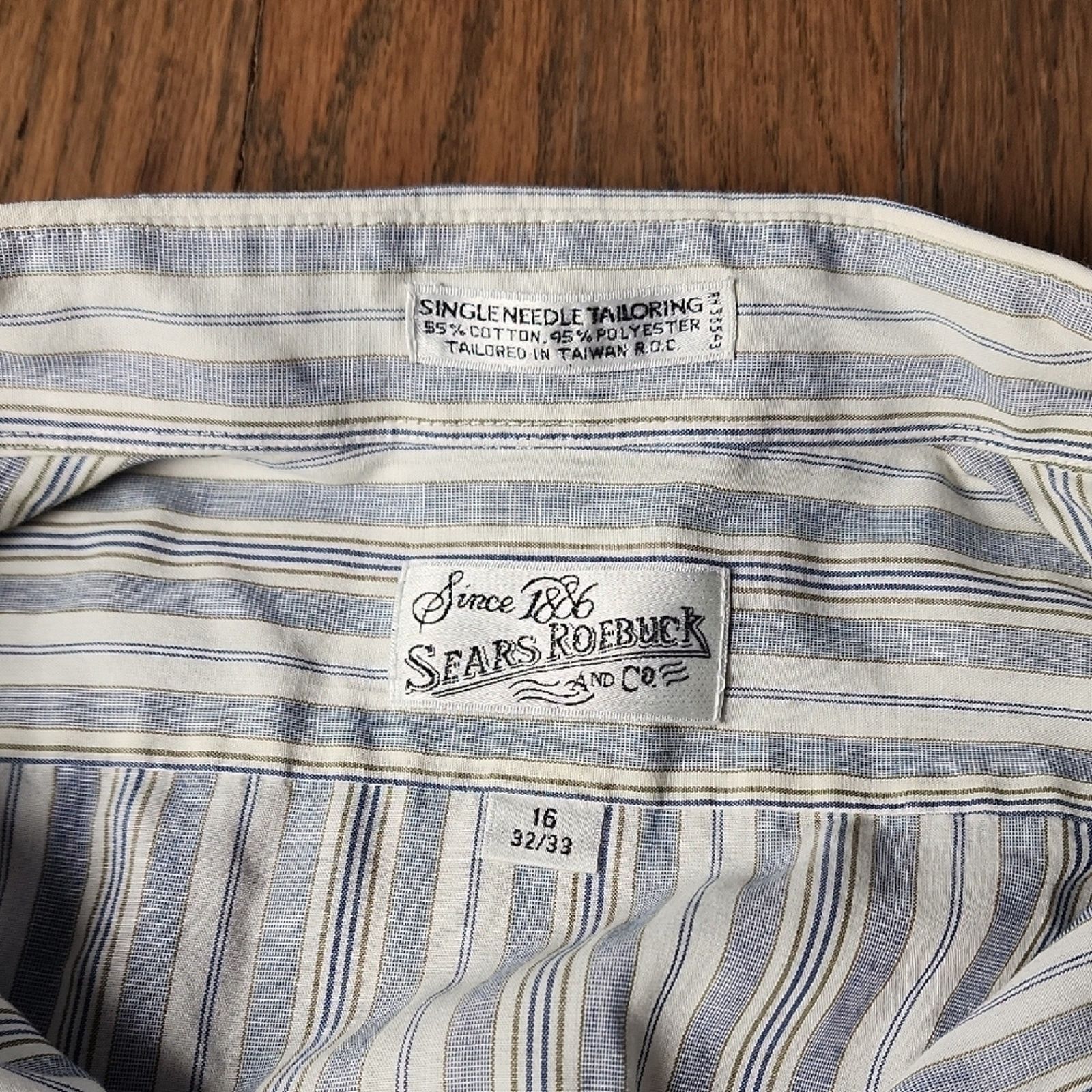 Sears Vintage Sears Roebuck Men's Striped Dress Shirt Size US M / EU 48-50 / 2 - 2 Thumbnail
