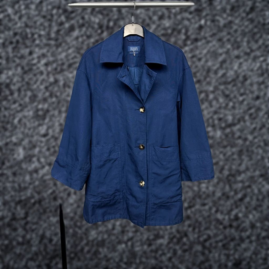 Vintage Toast Jacket Womens XS Blue Cotton Linen Trench Coat Size Size XS / US 0-2 / IT 36-38 - 1 Thumbnail