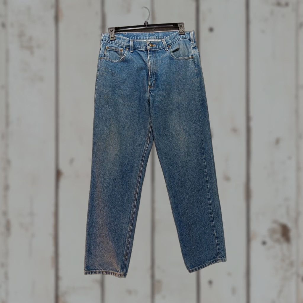 Carhartt Carhartt Jeans Men's Blue Denim Relaxed Fit 36x32 Work Pants Cotton B17 DST Size US 36 / EU 52 - 1 Thumbnail