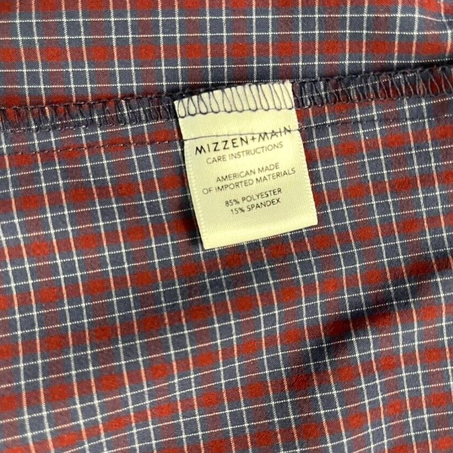 Mizzen+Main MIZZEN + MAIN Shirt Mens Large Trim Fit Blue Red Checked Button Down Stretch L/S Dress Shirt Size US M / EU 48-50 / 2 - 7 Thumbnail