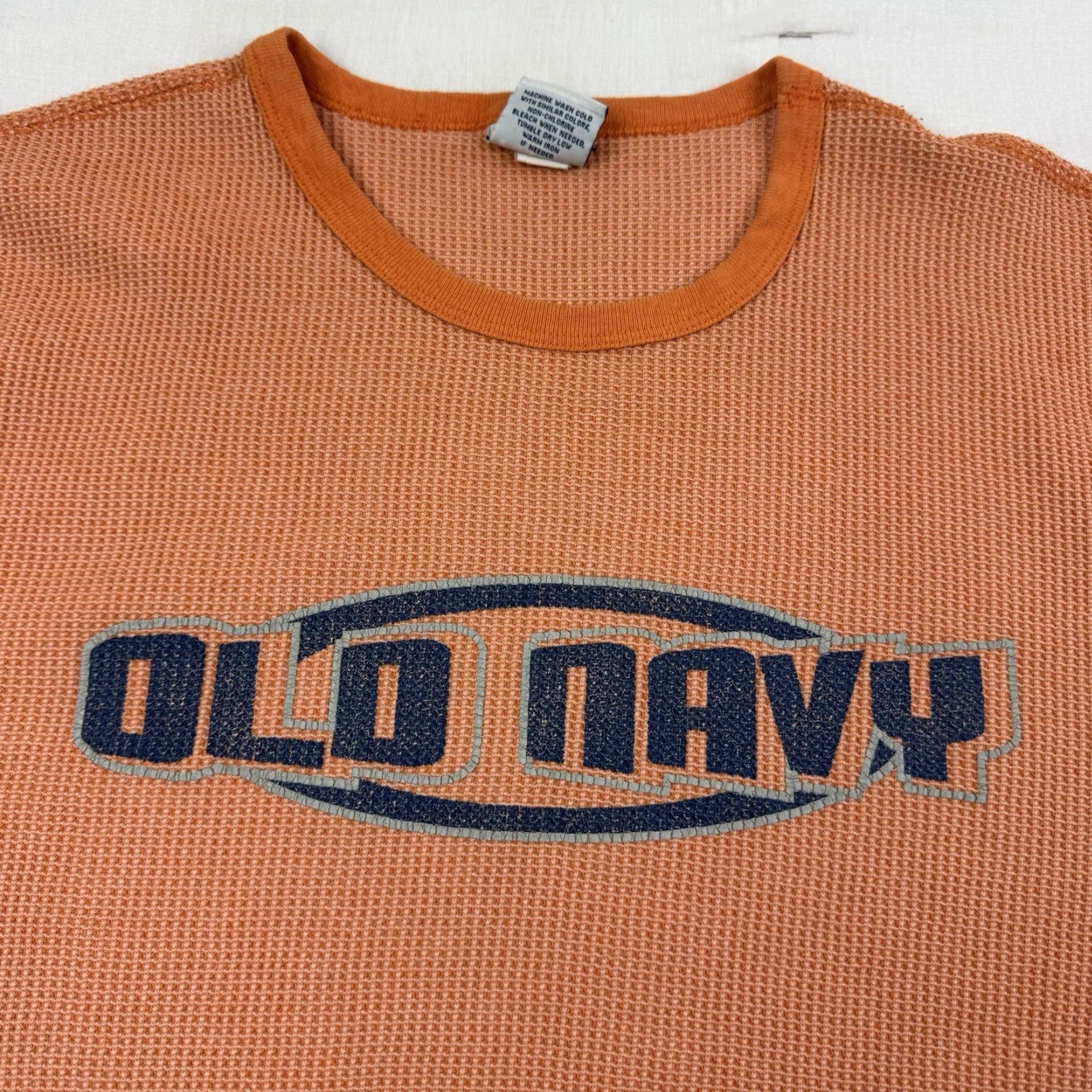 Old Navy VINTAGE Old Navy Thermal Shirt Men XL Orange Solid Grunge Hipster 90s Y2K Size US XL / EU 56 / 4 - 3 Thumbnail