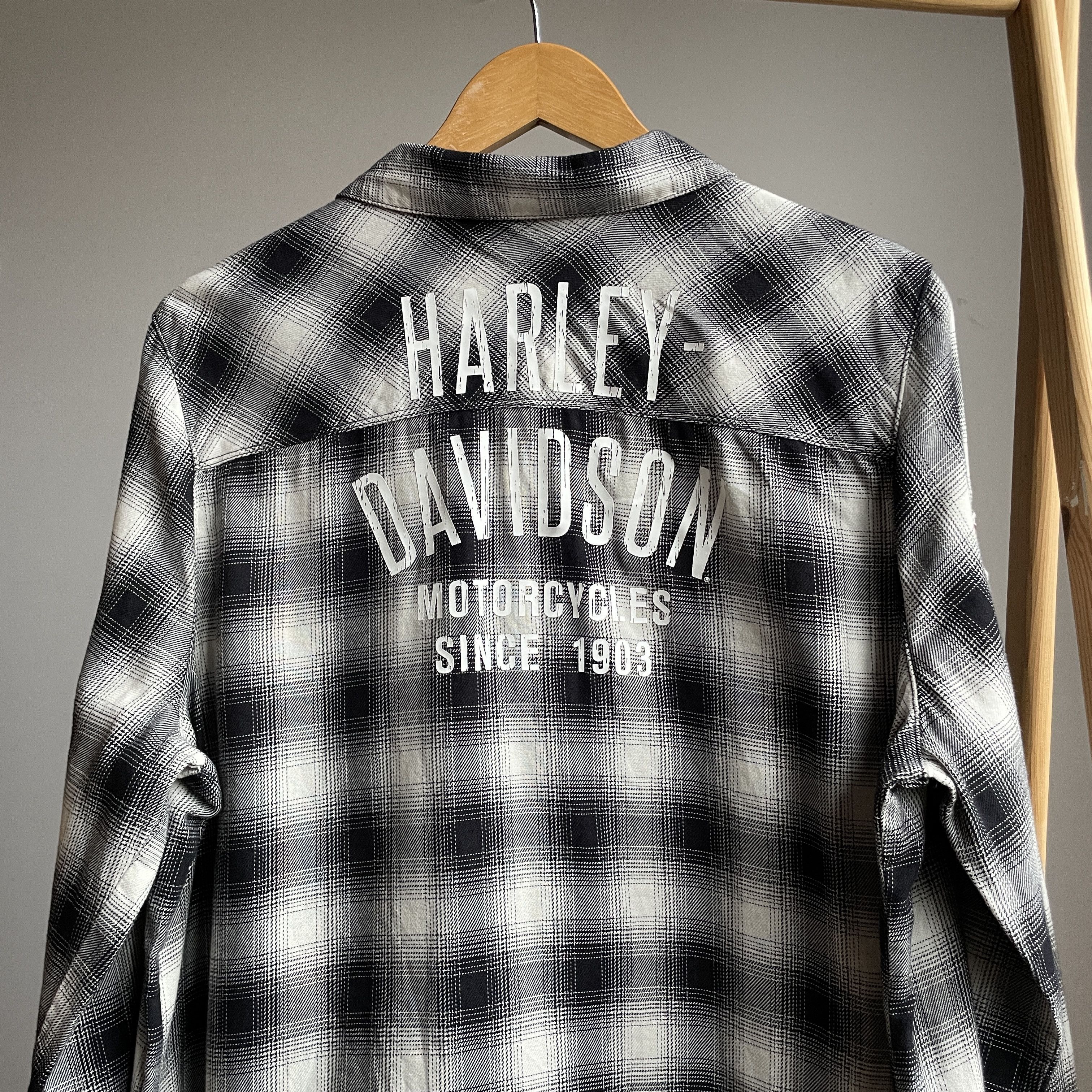 Harley Davidson Harley-Davidson Womens Crackle Print Plaid Shirt Size XL / US 12-14 / IT 48-50 - 4 Thumbnail