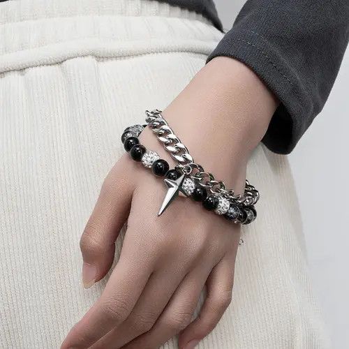 VIBE Punk Gothic Zircon Star Layered Chain Bracelet Size ONE SIZE - 1 Thumbnail