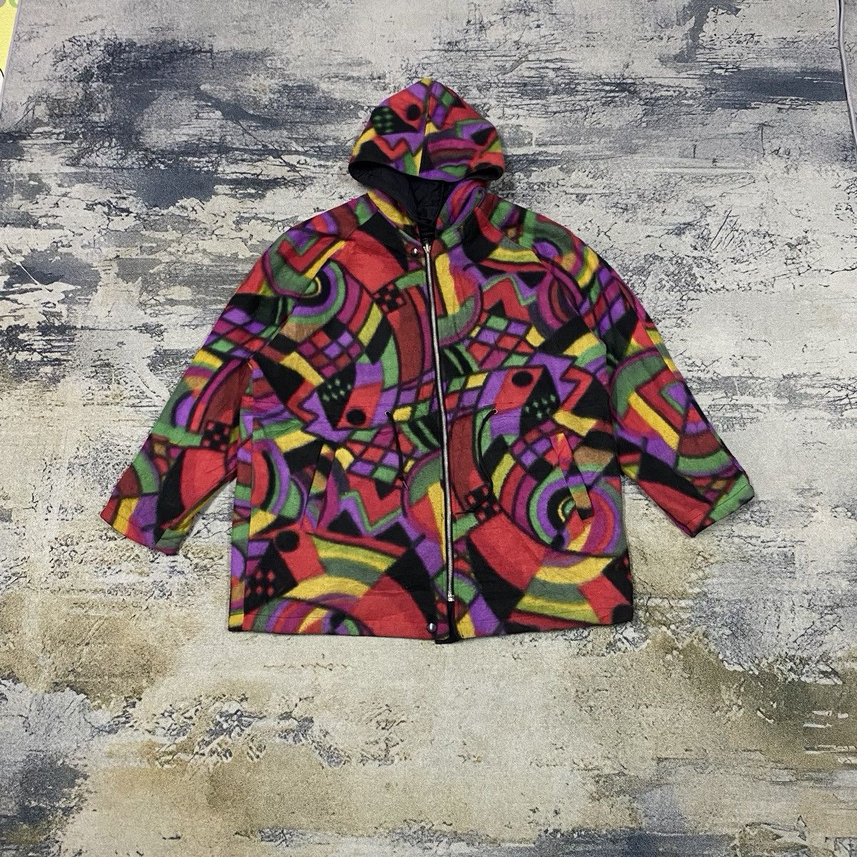 Japanese Brand × Vintage Vintage Abstrac Multicolour Riversible Hoodie Jacket Size US XL / EU 56 / 4 - 2 Thumbnail