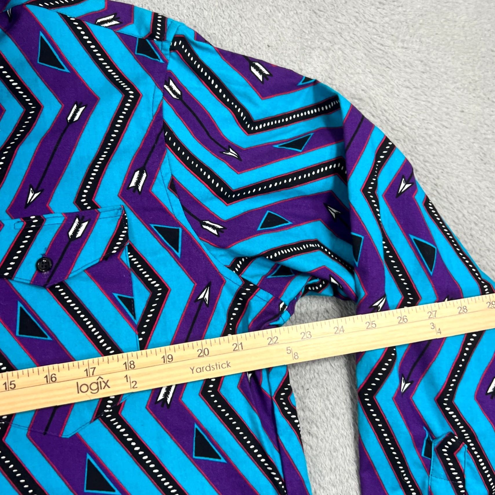 Wrangler VINTAGE Wrangler Shirt Mens L Teal Chevron Arrows Aztec Cowboy Cut Button-Up Long Sleeve Size US L / EU 52-54 / 3 - 7 Thumbnail