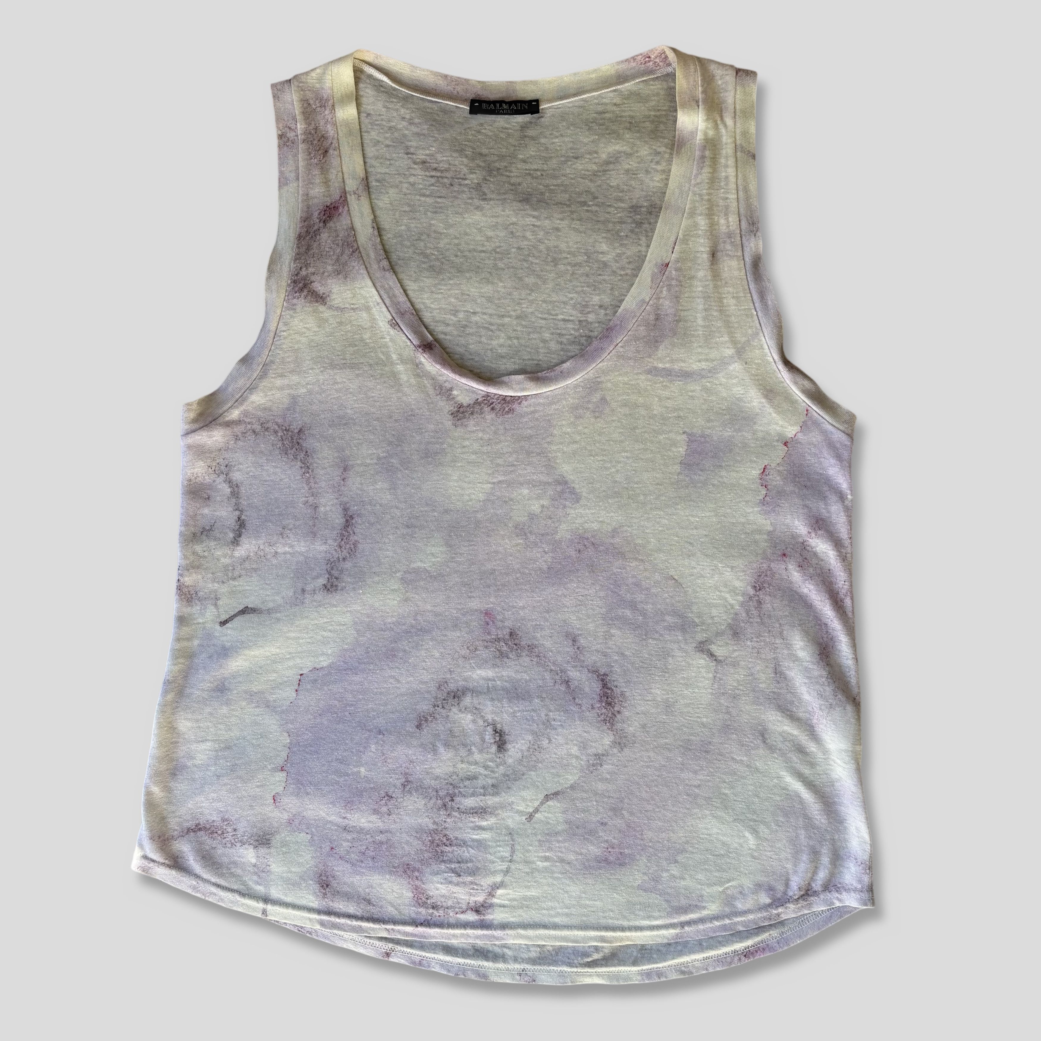 BALMAIN AMERICAN FLAG TANK バルマン タンクトップ Balmain SS11 Burned American Flag Tank Size: 40 fits Large From